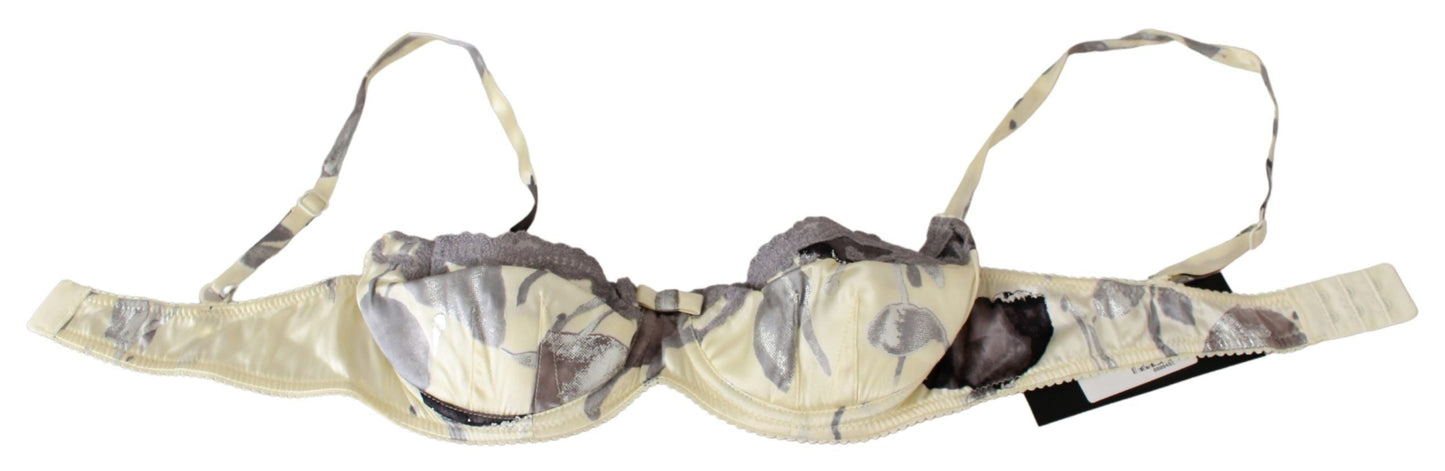 Ermanno Scervino Beige Gray Lace Balconcino Bra Underwear