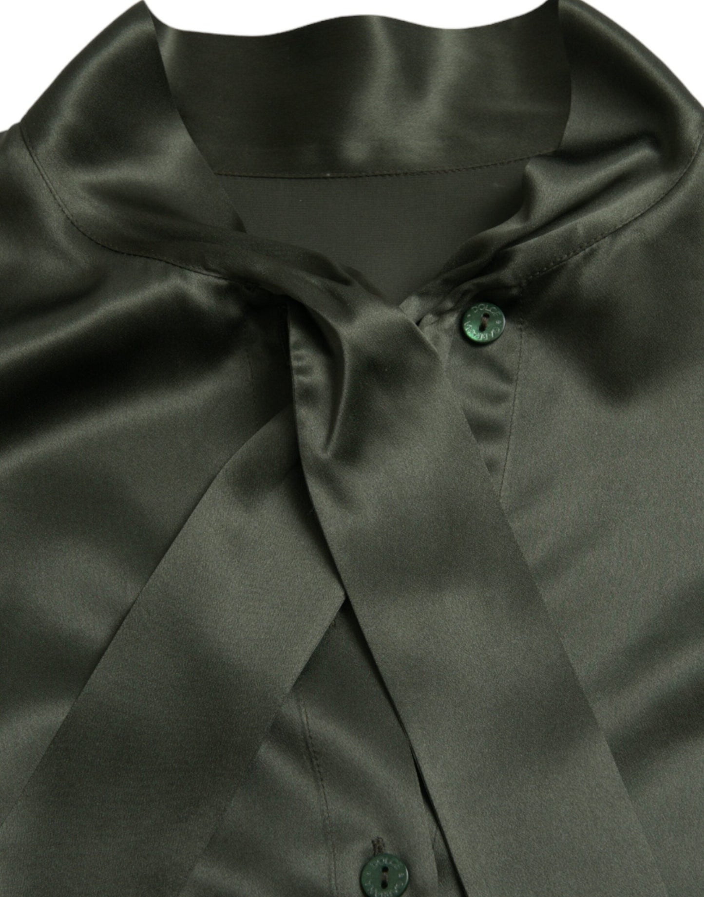 Dolce & Gabbana Gray Long Sleeves Ascot Collar Blouse Top