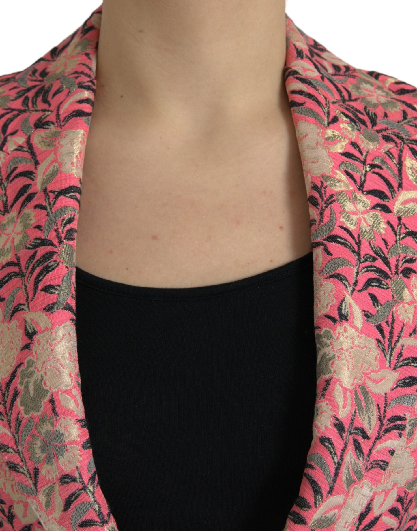 Dolce & Gabbana Pink Floral Jacquard Slim Fit 2 Piece Suit