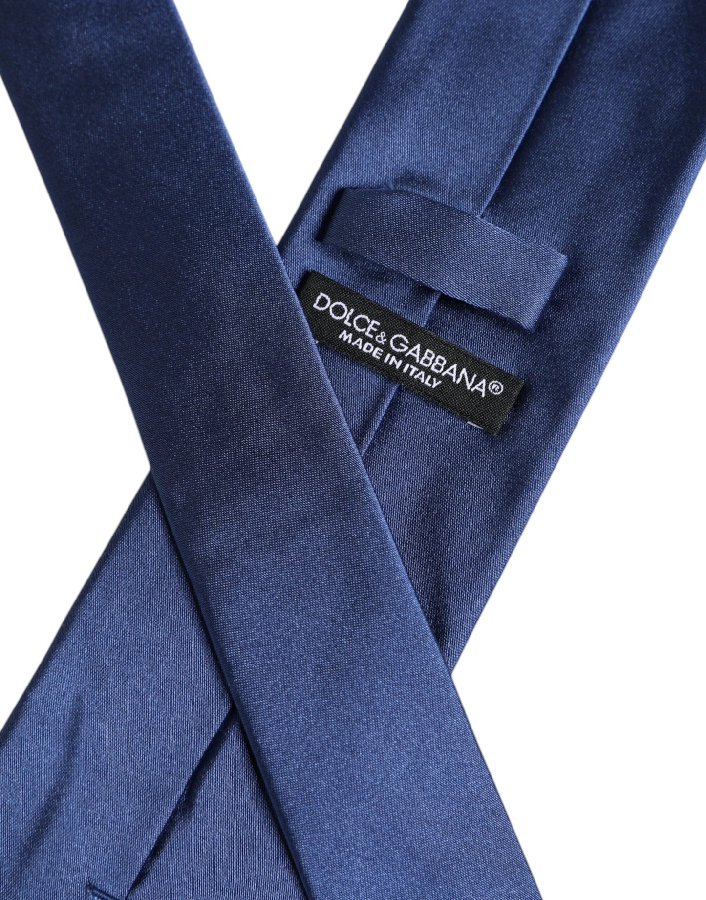 Dolce & Gabbana Blue Solid Silk Adjustable Necktie Tie