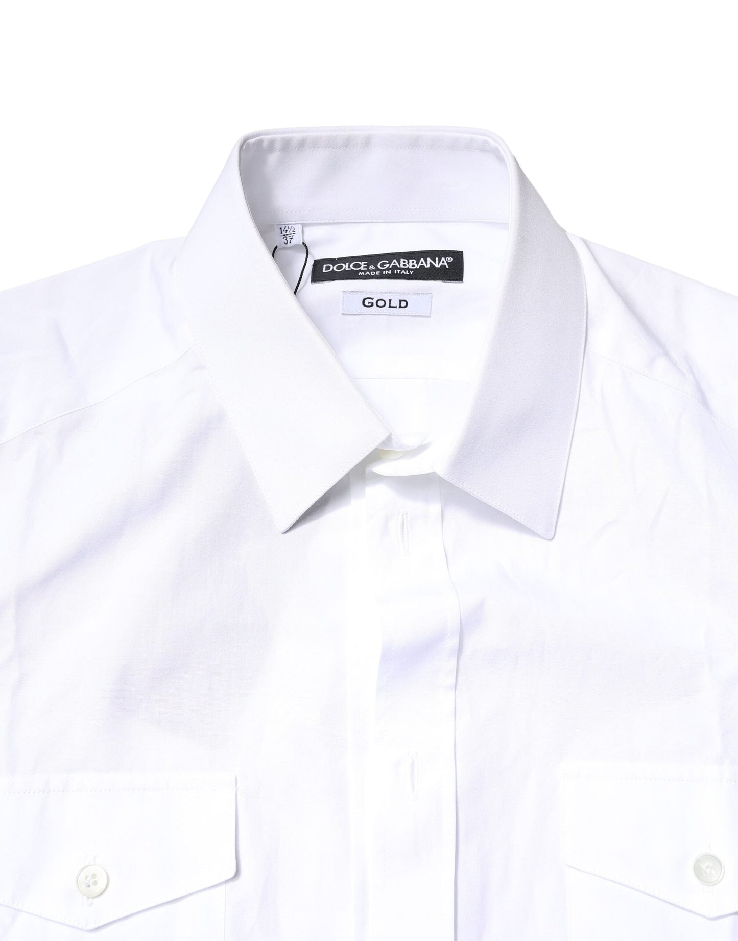 Dolce & Gabbana White GOLD Button Down Casual Men Polo Shirt