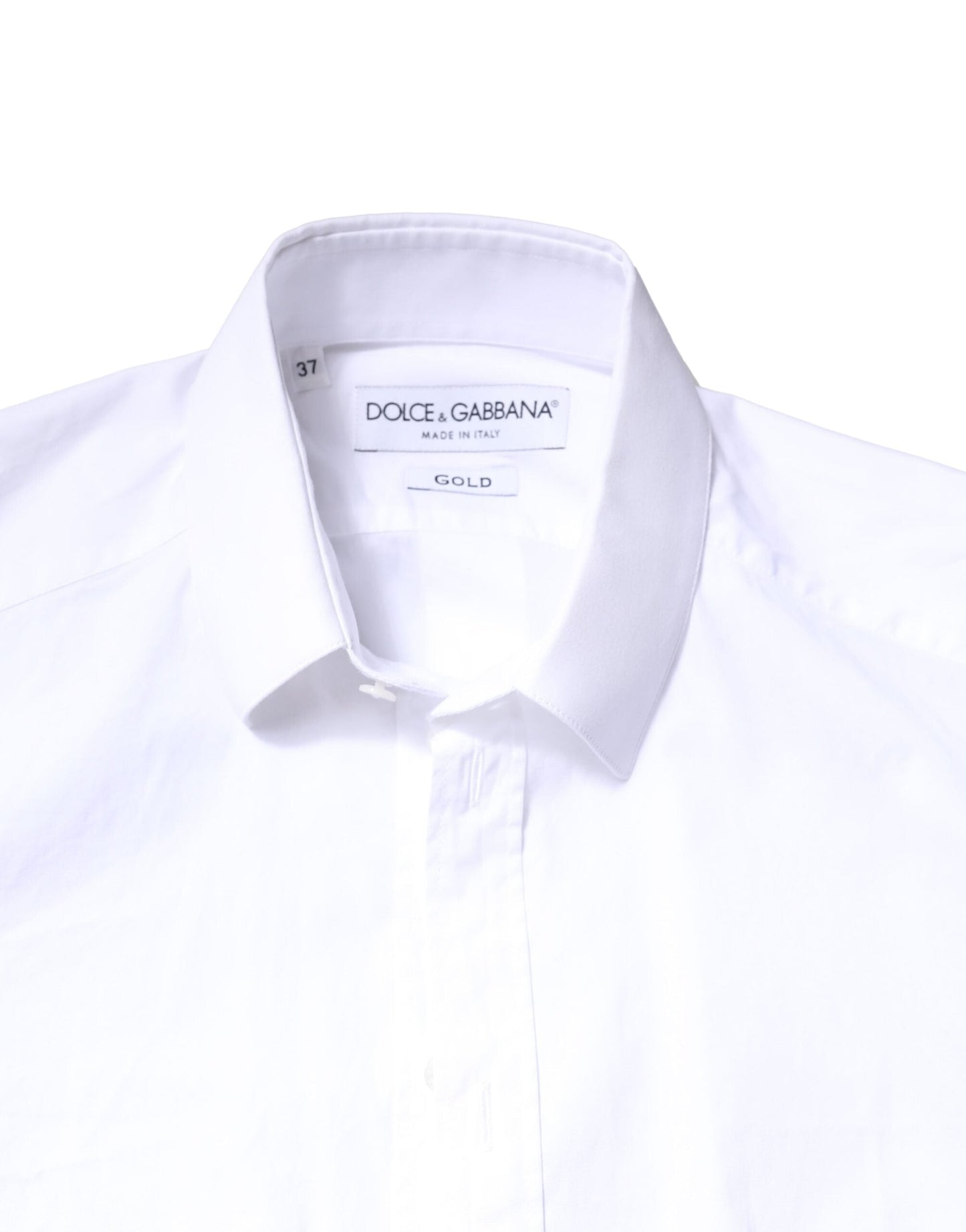 Dolce & Gabbana White GOLD Cotton Long Sleeves Dress Shirt