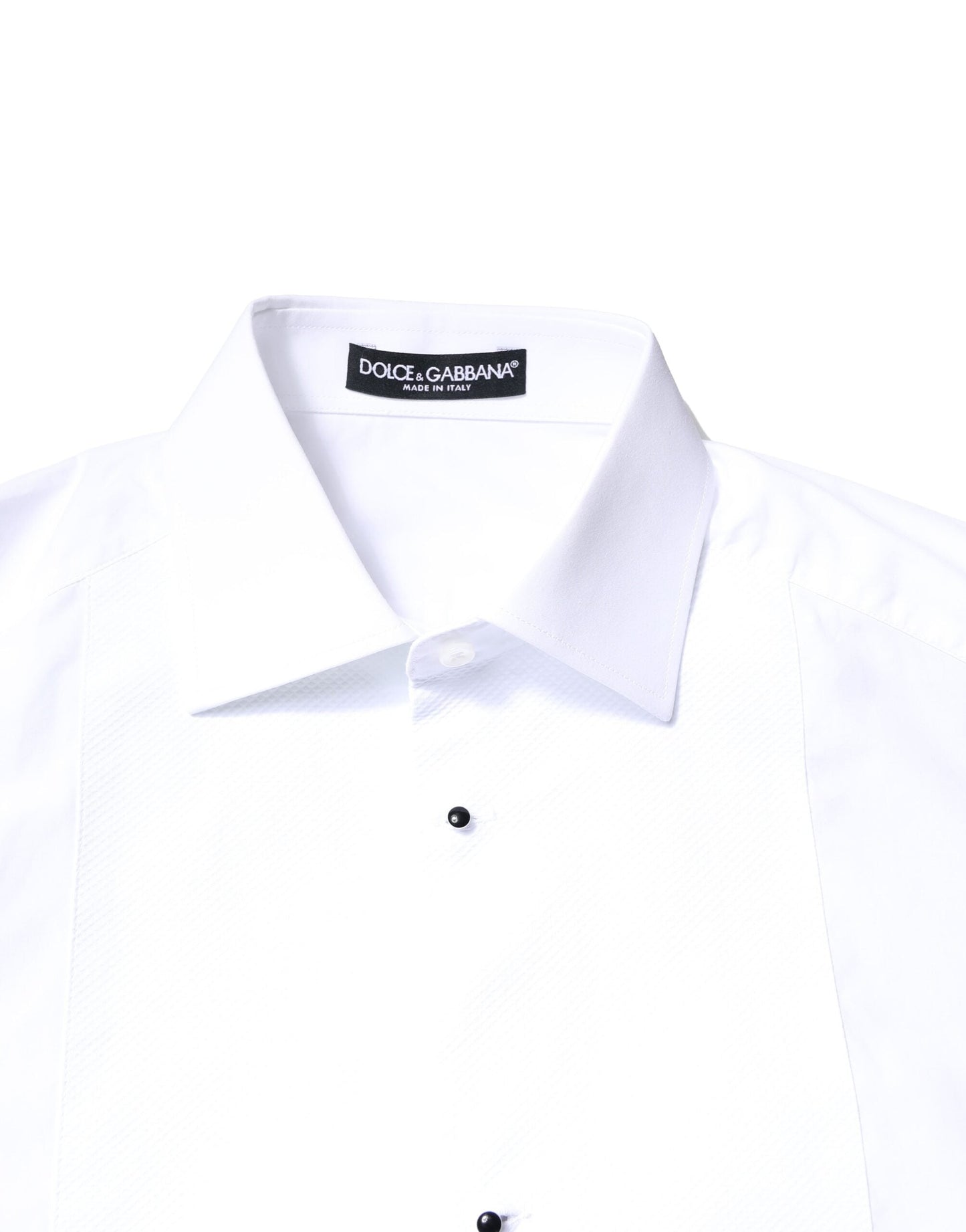 Dolce & Gabbana White Cotton Poplin Bib Formal Dress Shirt