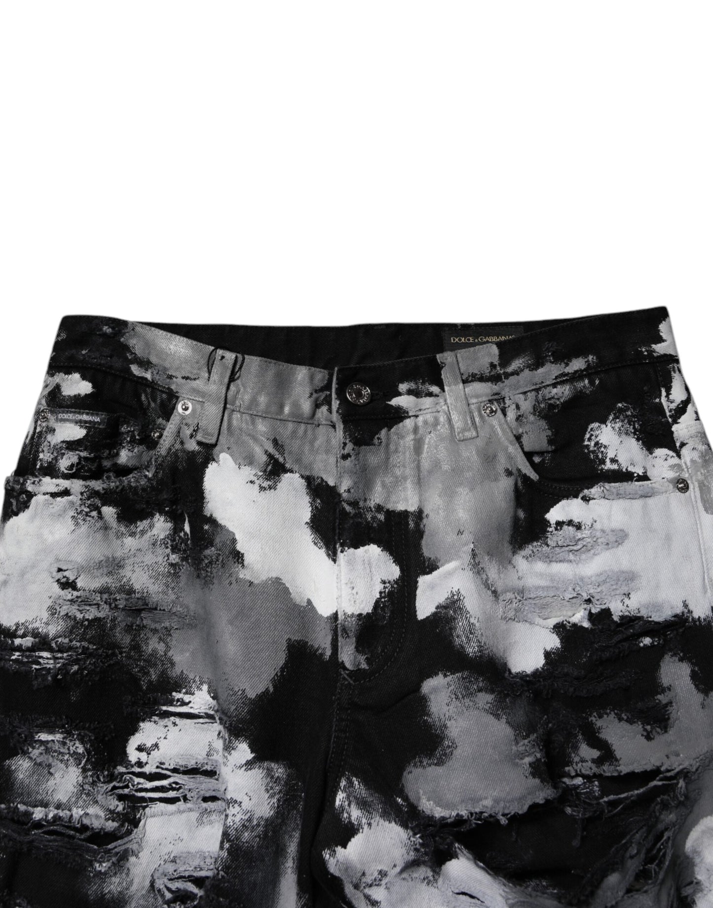 Dolce & Gabbana Multicolor Camouflage Tattered Skinny Denim Jeans