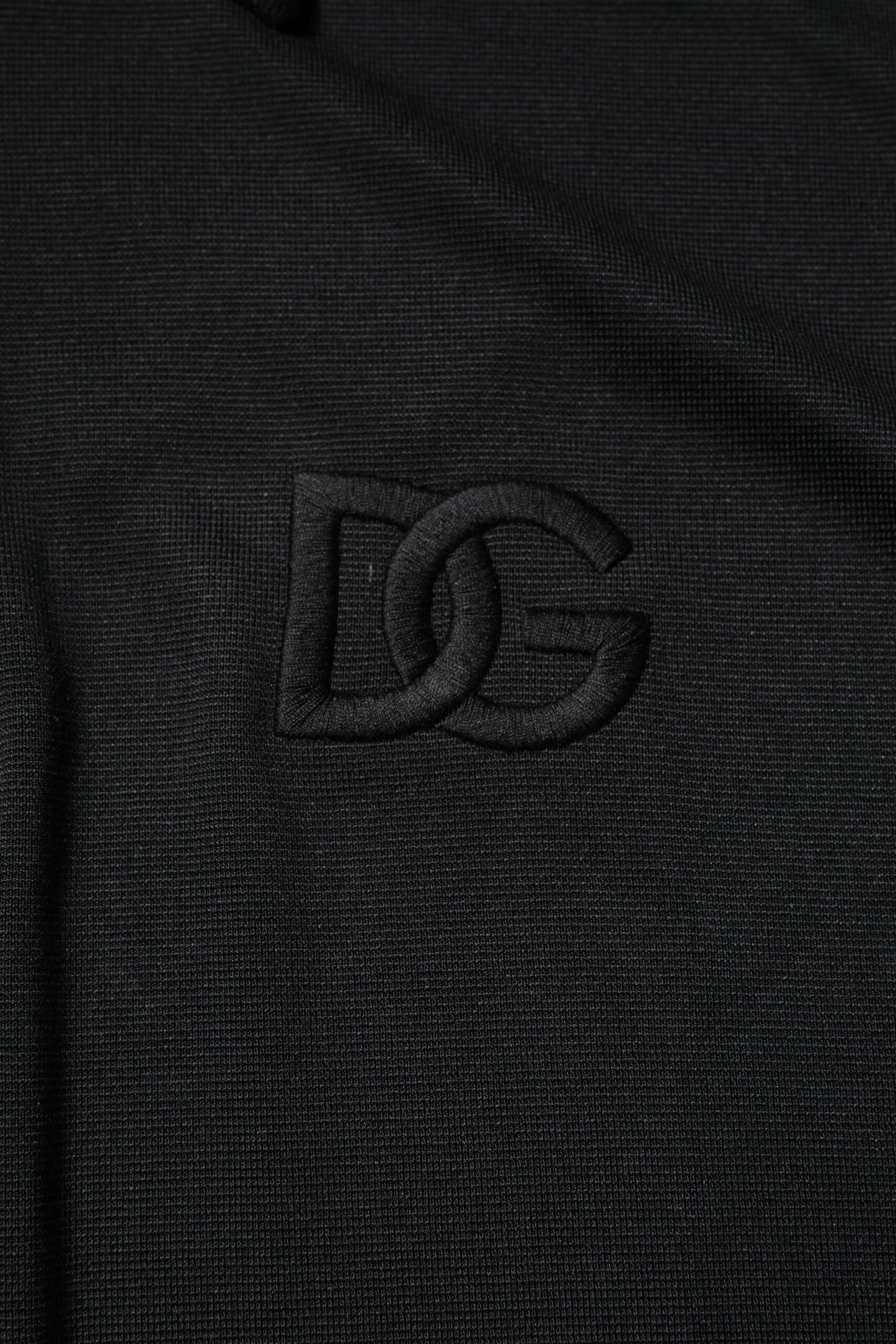 Dolce & Gabbana Black Polyester DG Logo Collared Polo T-shirt