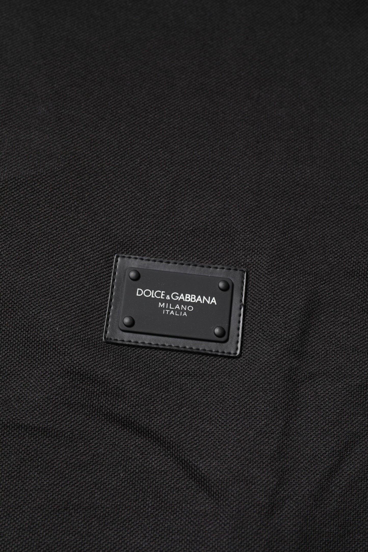Dolce & Gabbana Dark Gray Logo Plaque Cotton Men Polo Shirt T-shirt