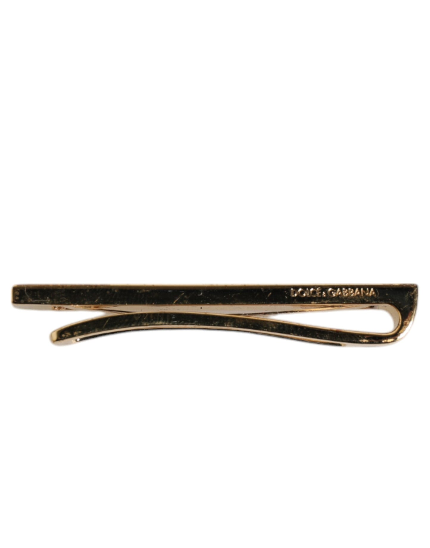 Dolce & Gabbana Gold Tone Brass Crystal Branded Accessory Tie Clip Bar