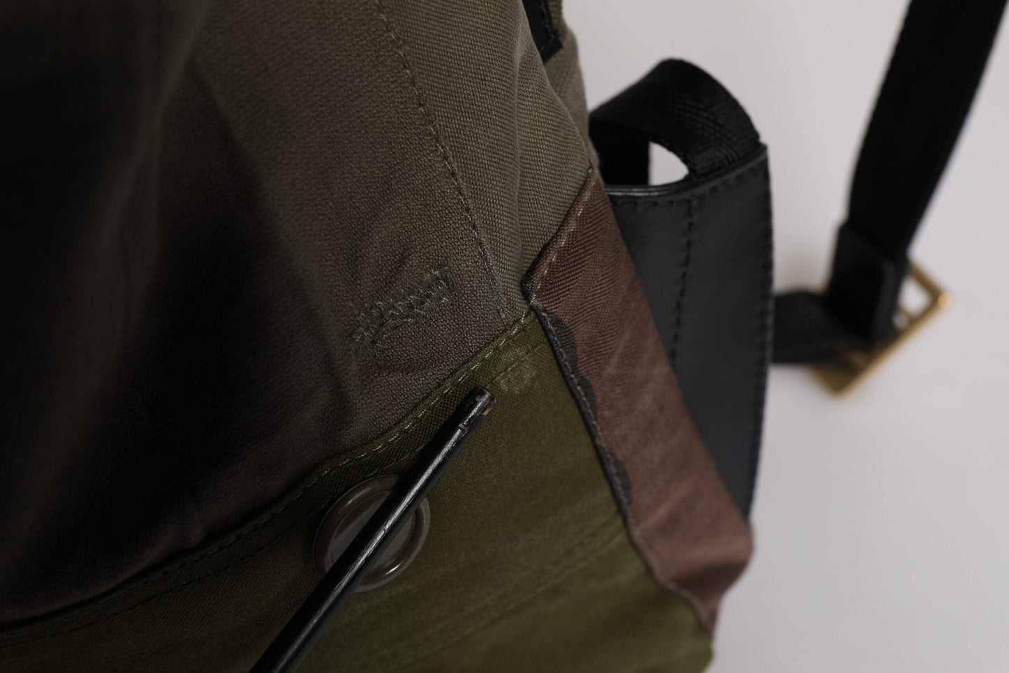 Dolce & Gabbana Military Green Patchwork Rucksack Backpack Bag