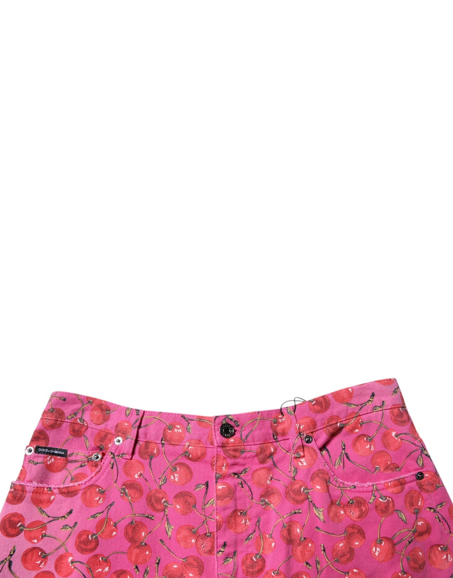 Dolce & Gabbana Pink Cherry Print Cargo Cotton Shorts