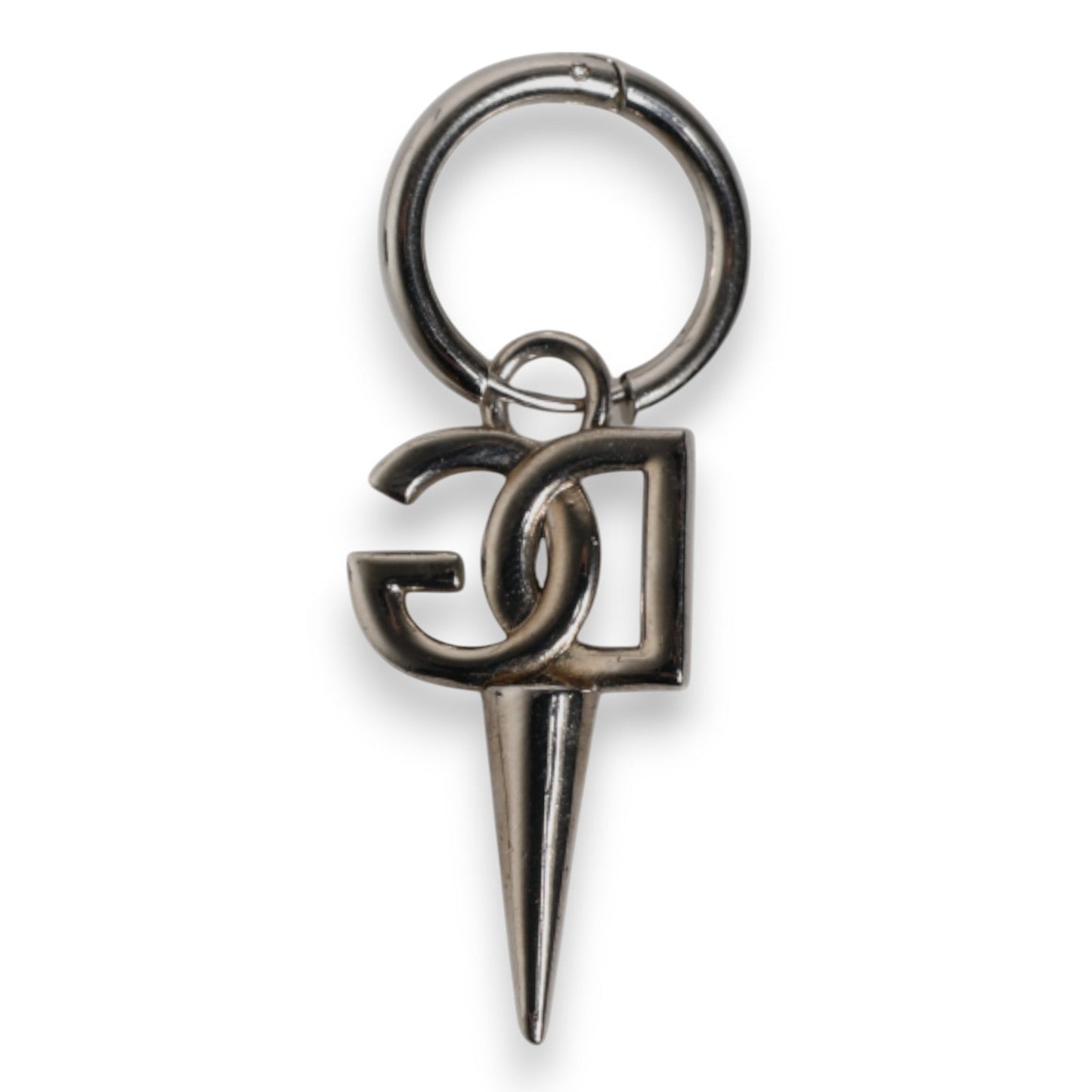 Dolce & Gabbana Silver Brass DG Logo Metal Ring Holder Keychain Keyring
