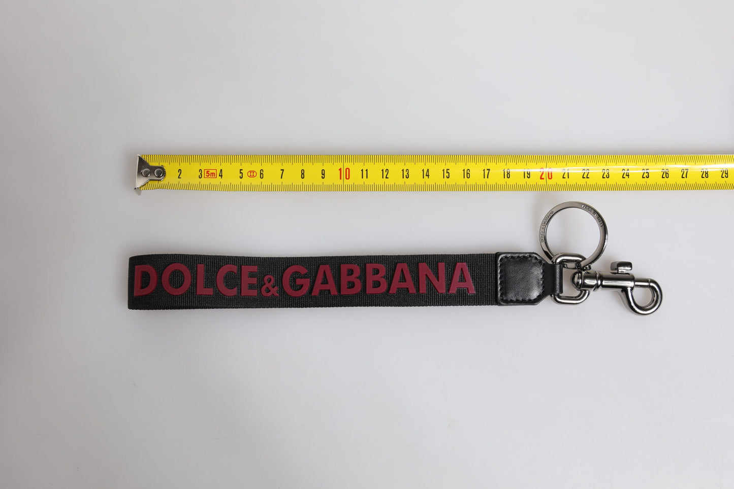 Dolce & Gabbana Black Logo Nylon Silver Brass Men Holder Keychain Keyring