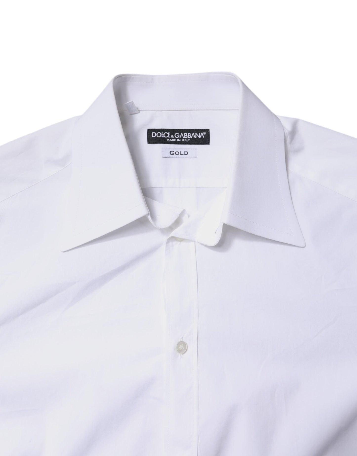 Dolce & Gabbana White Cotton GOLD Dress Formal Shirt