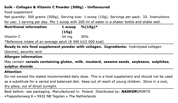 Collagen & Vitamin C Powder (500g)