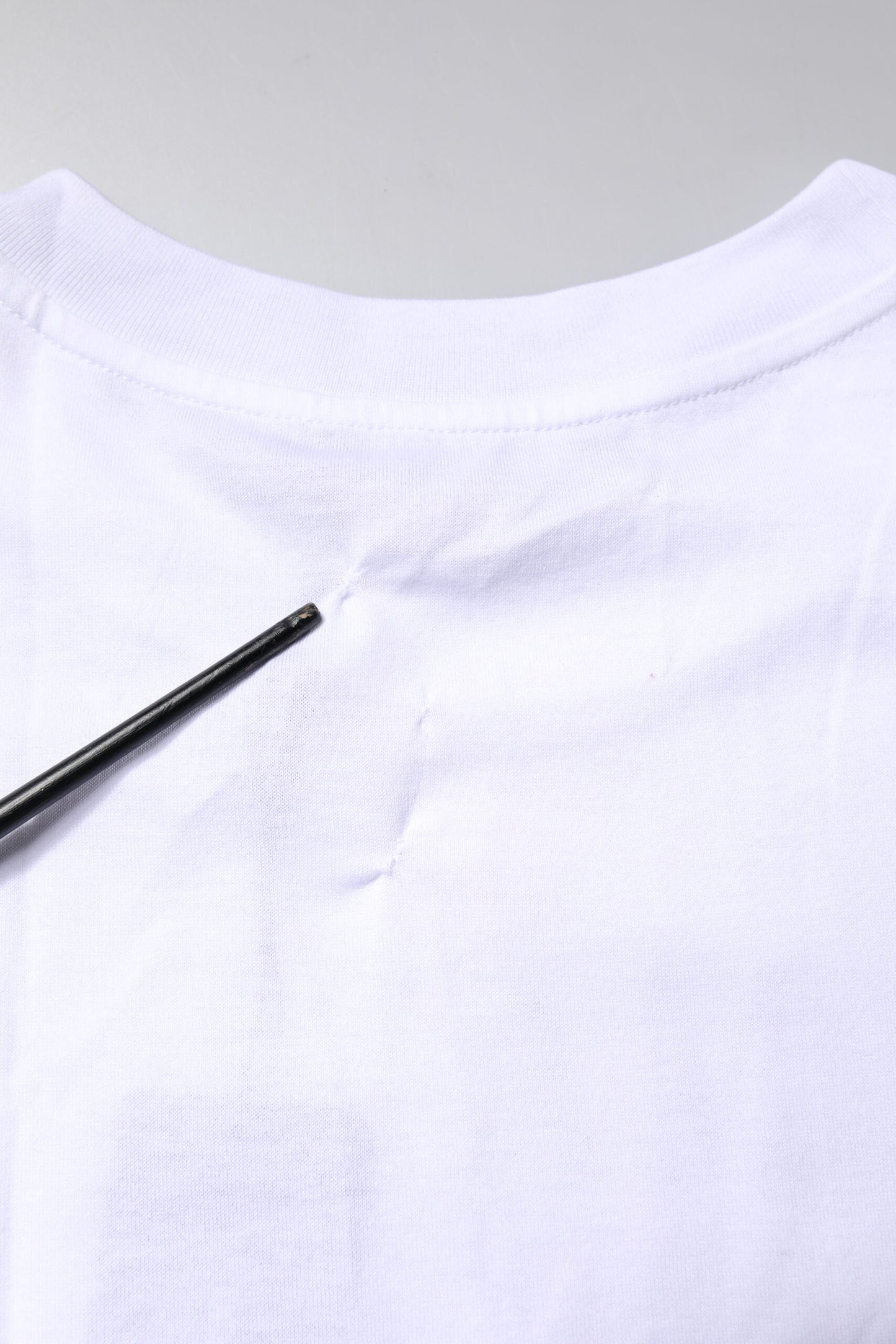 Dolce & Gabbana White Printed Round Neck Top Cotton T-shirt