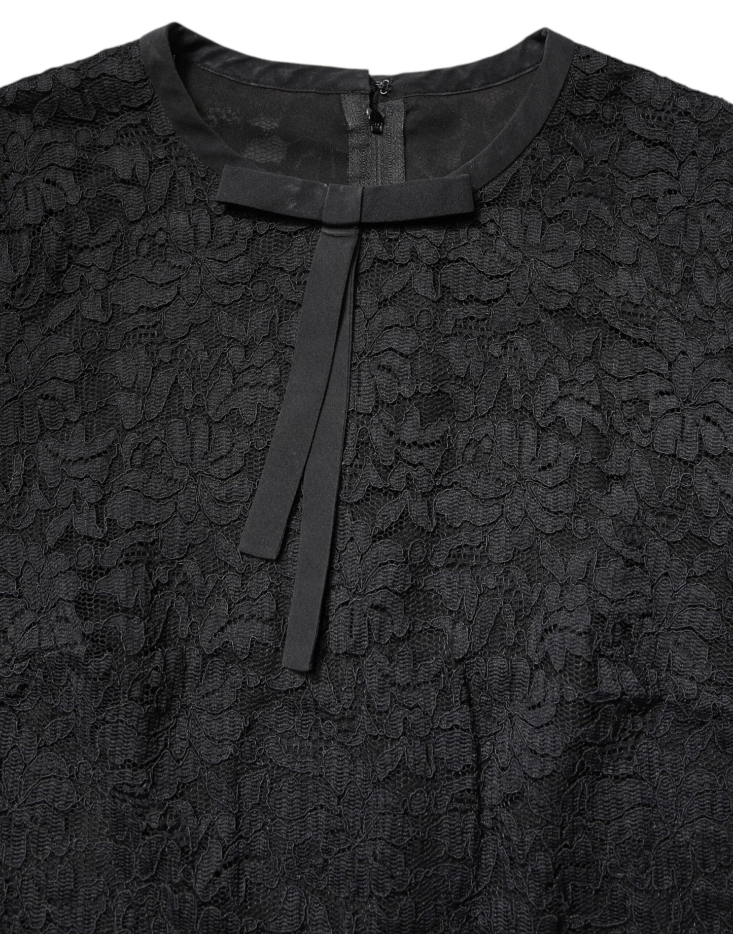 Dolce & Gabbana Black Lace STAFF Crew Neck Long Sleeves Top