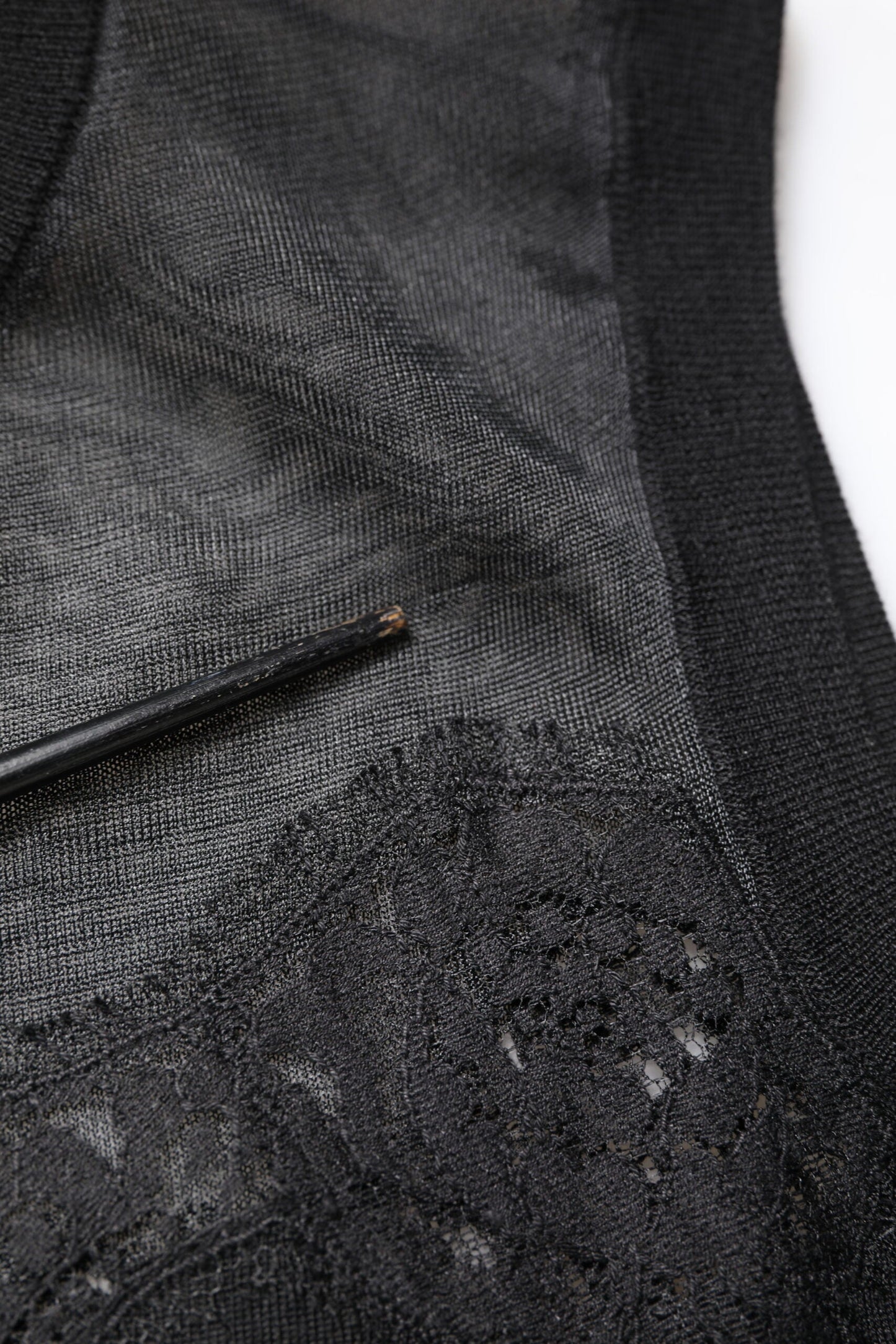 Dolce & Gabbana Black Lace Sheer Crew Neck Sleeveless Top