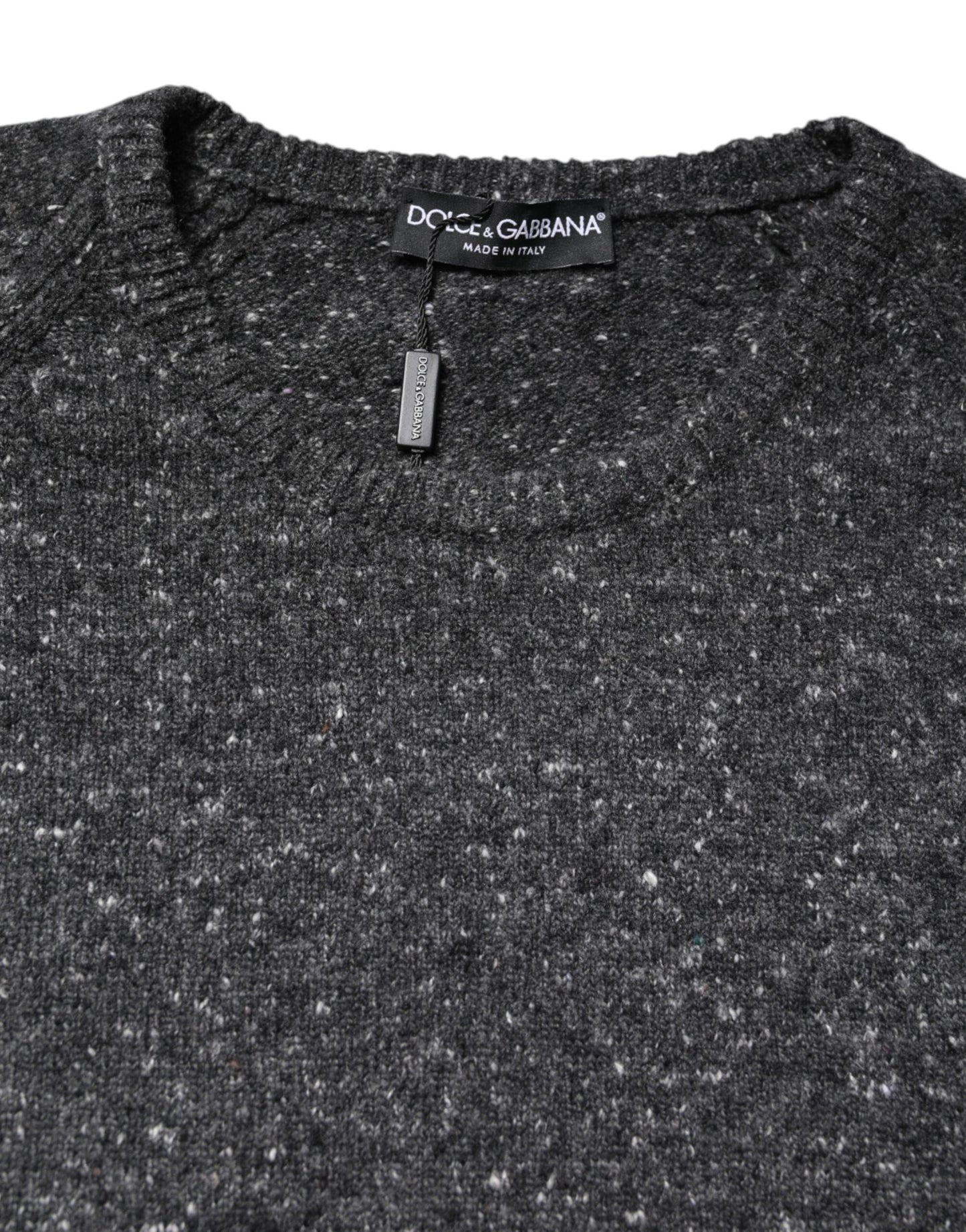Dolce & Gabbana Gray Wool Knitted Round Neck Pullover Sweater