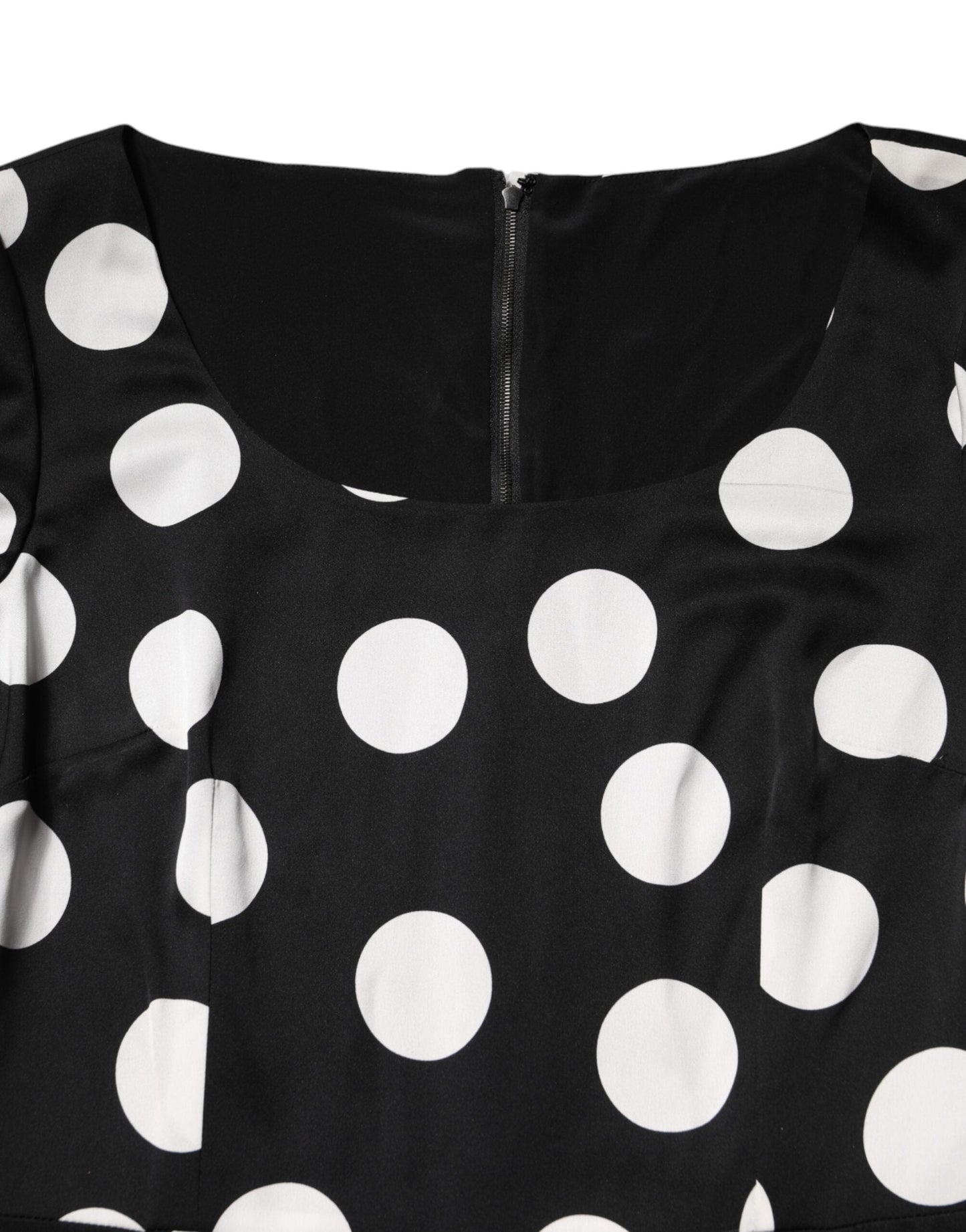 Dolce & Gabbana Black White Polka Dot Sheath Midi Dress