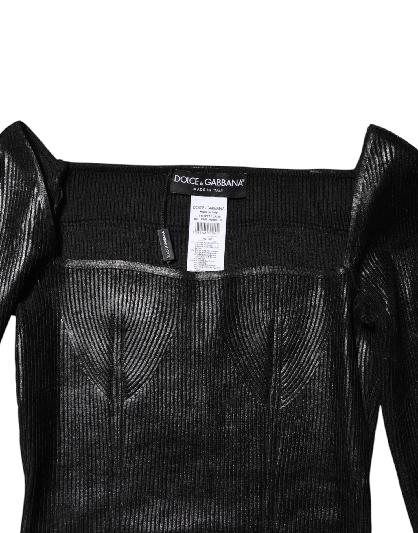 Dolce & Gabbana Black Viscose Long Sleeves Fitted Blouse Top