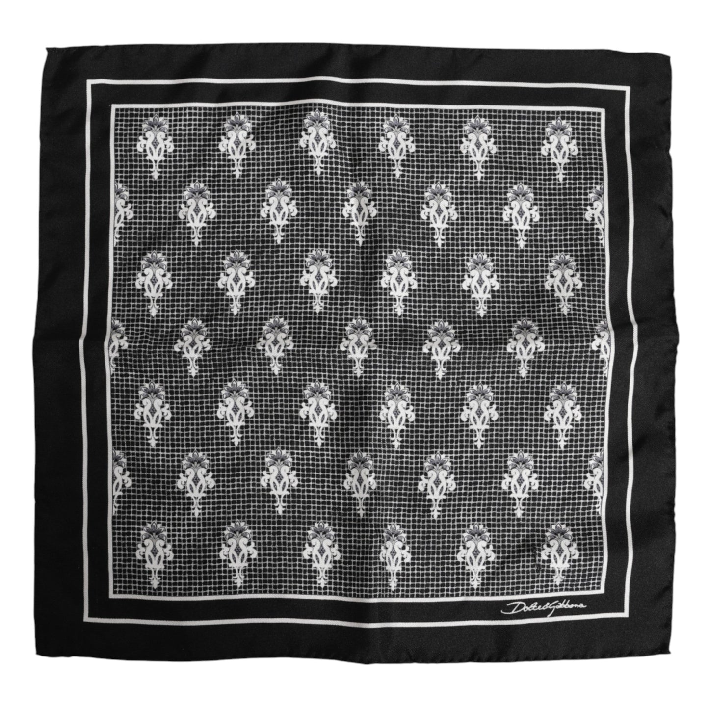 Dolce & Gabbana Black White Printed Square Foulard Scarf