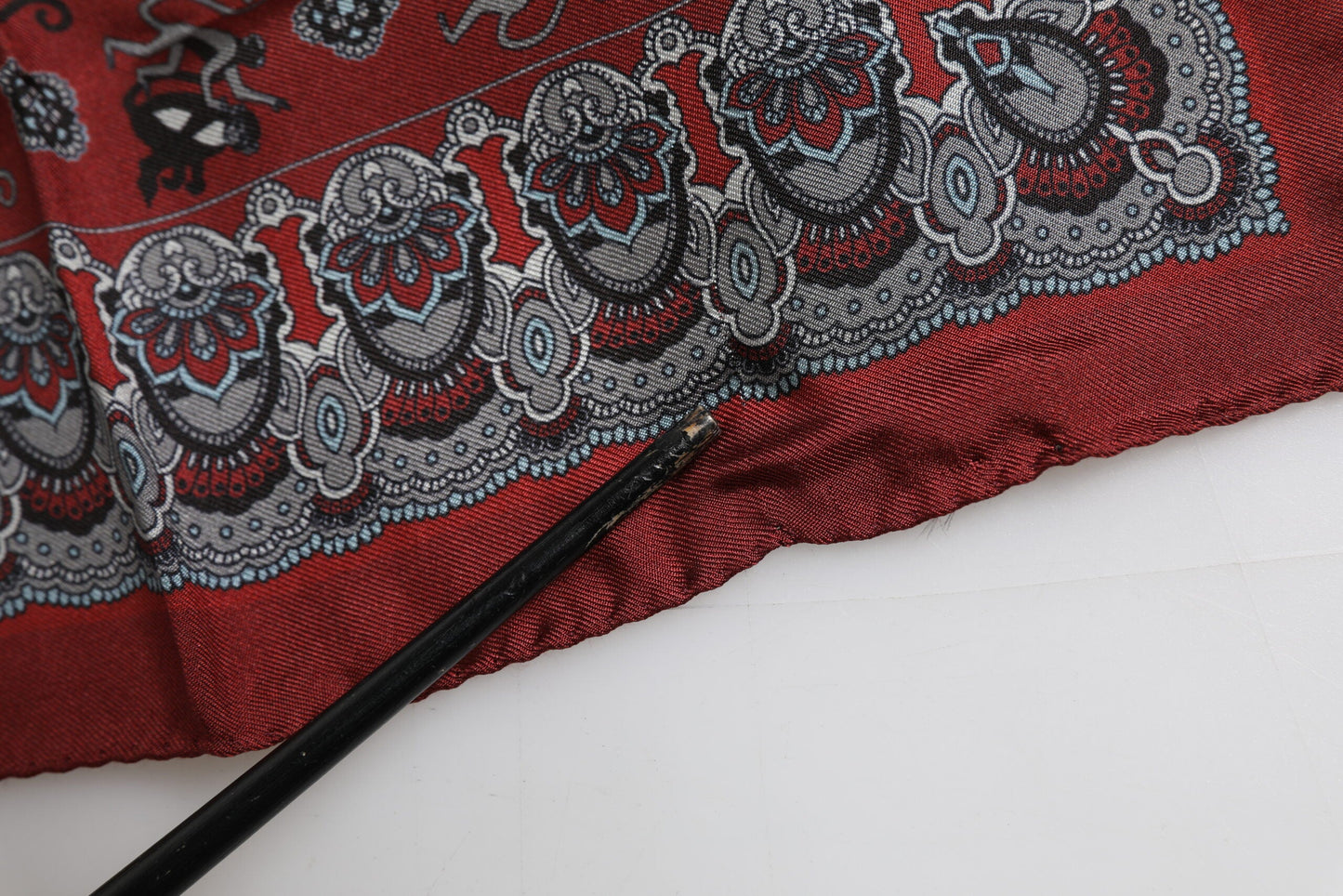 Dolce & Gabbana Maroon Monkey Print Silk Square Foulard Scarf