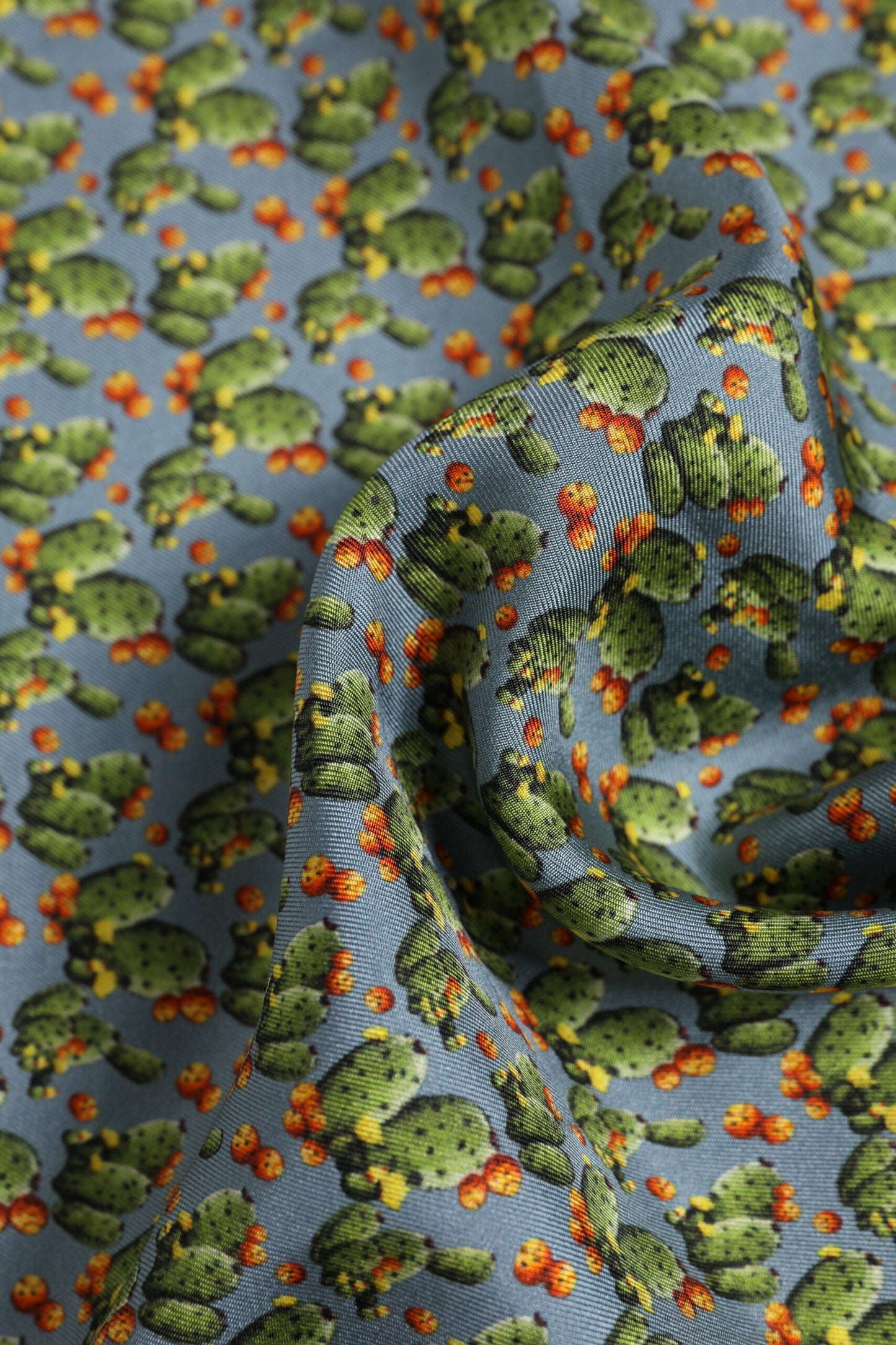 Dolce & Gabbana Gray Green Cactus Print Square Foulard Scarf