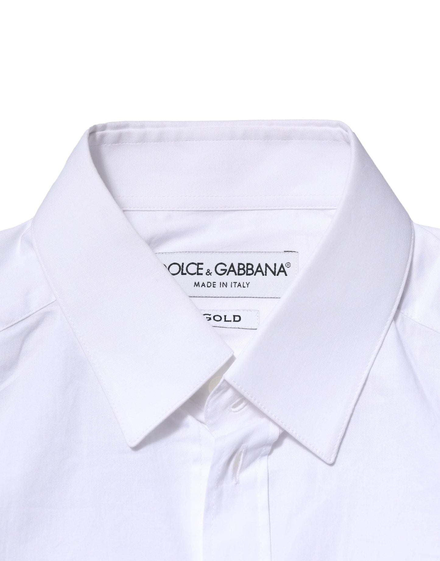 Dolce & Gabbana White Cotton GOLD Long Sleeves Dress Shirt