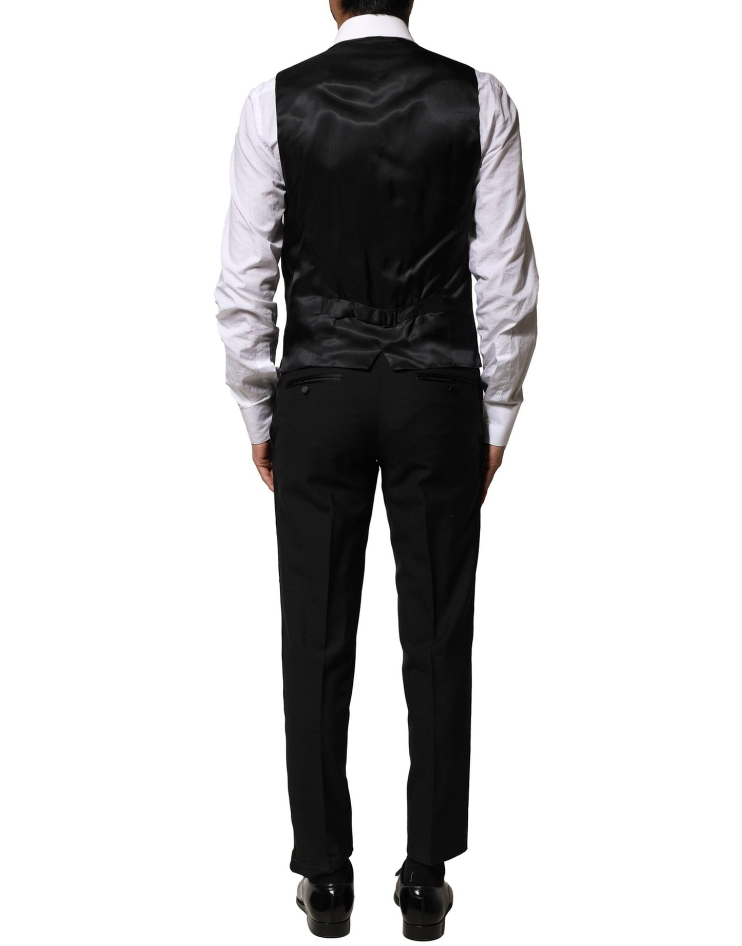 Dolce & Gabbana Black Wool 3 Piece Single Breasted Suit