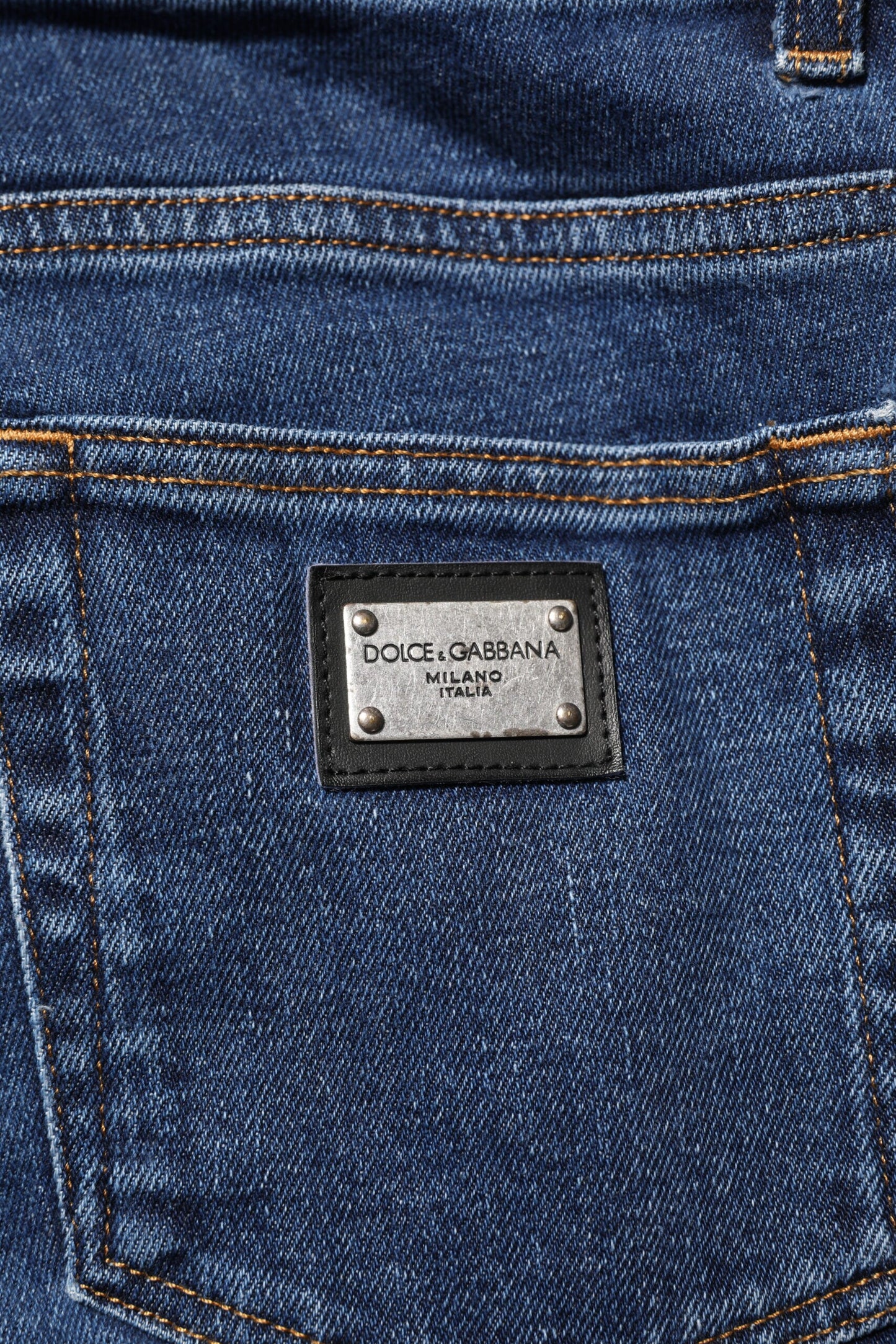 Dolce & Gabbana Blue Cotton Logo Skinny Denim Jeans