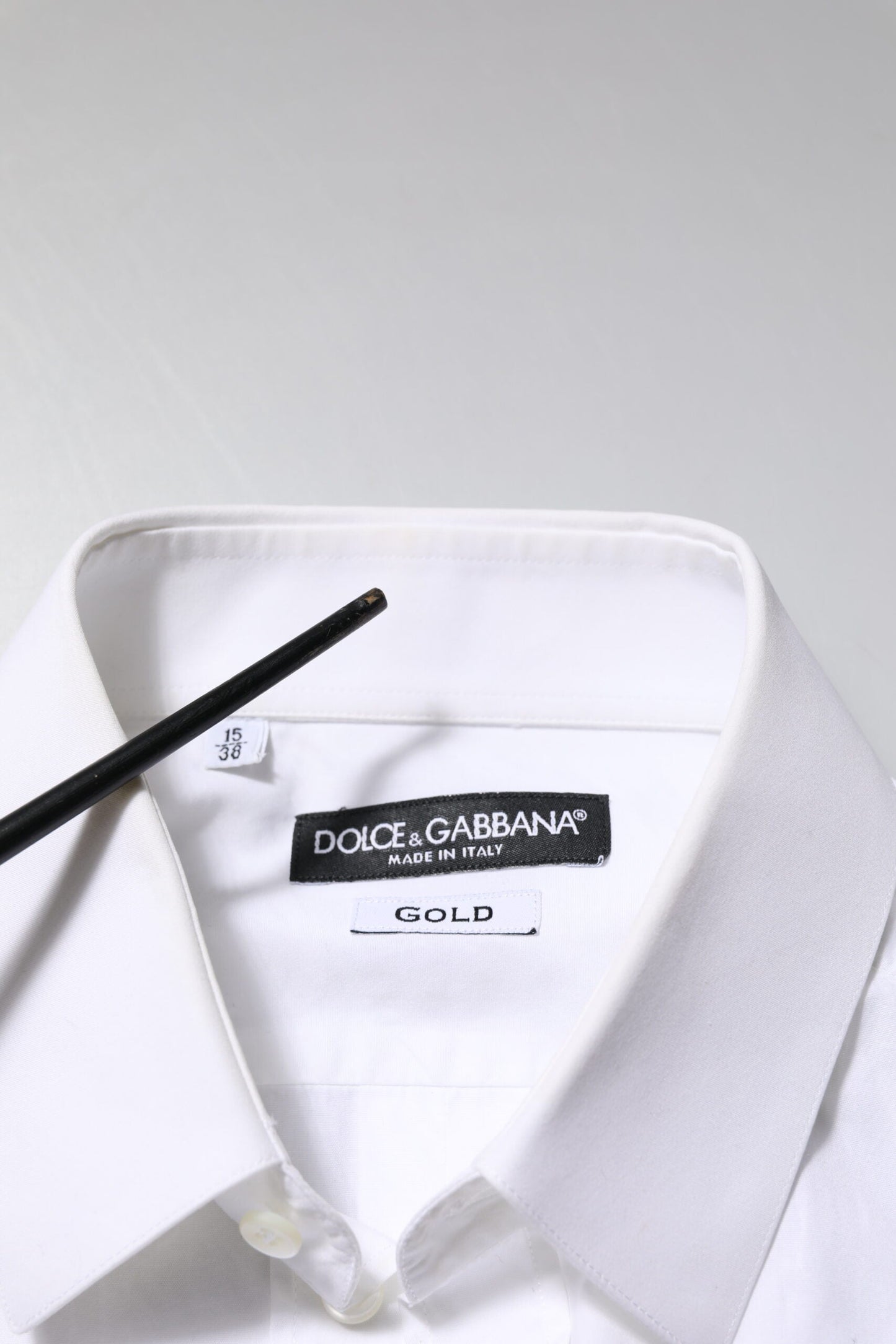 Dolce & Gabbana White Cotton GOLD Long Sleeves Formal Shirt