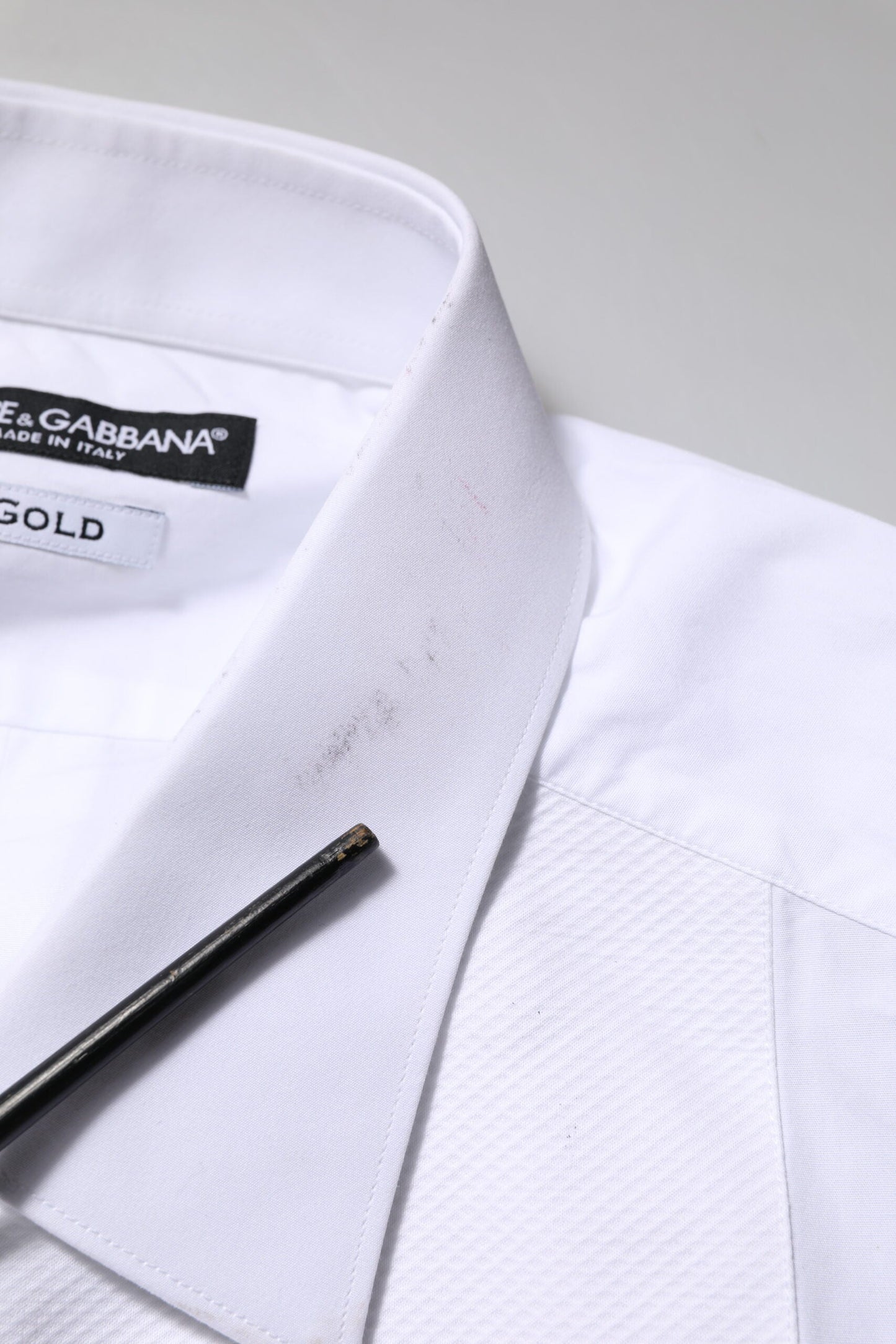 Dolce & Gabbana White Bib Cotton Poplin GOLD Formal Shirt