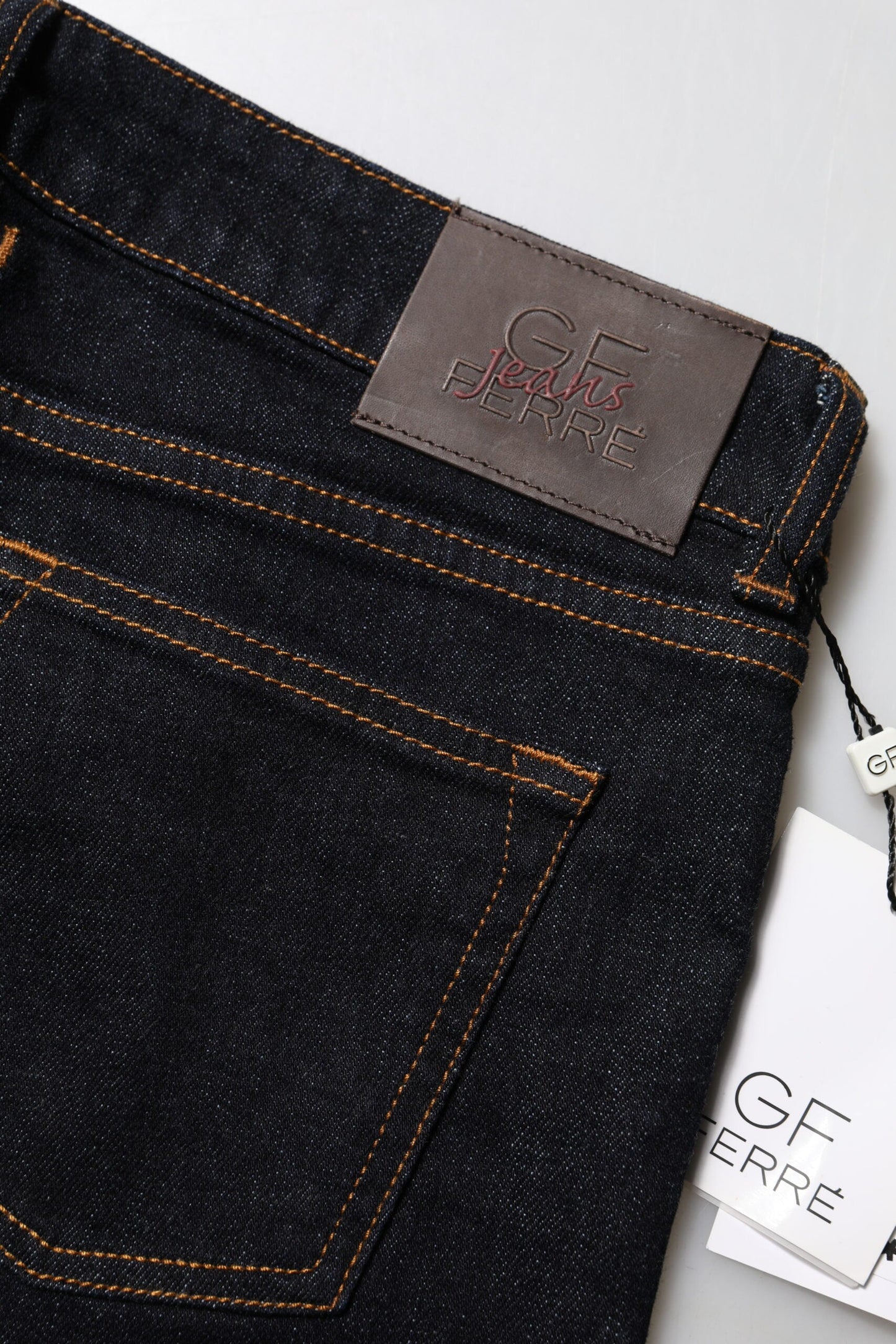 GF Ferre Dark Blue Cotton Mid Waisted Skinny Denim Jeans
