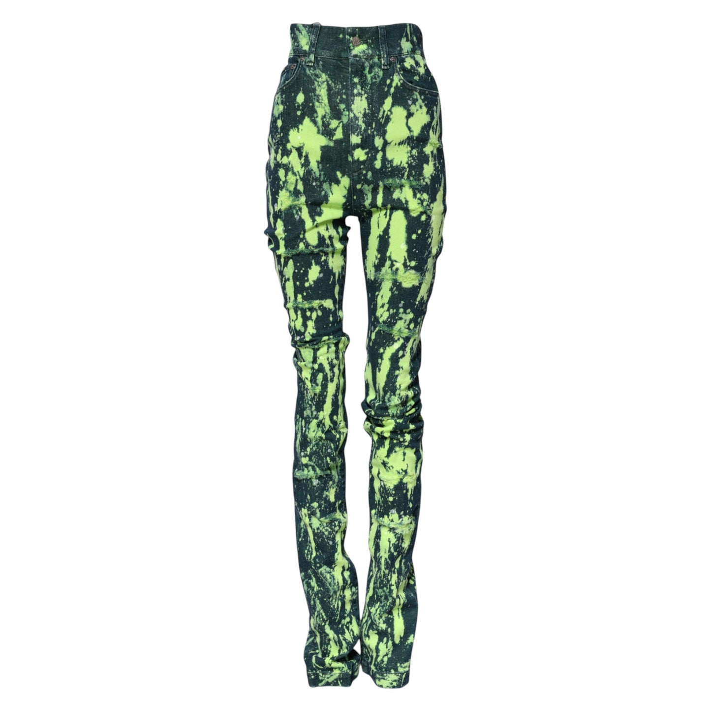Dolce & Gabbana Green Color Splash High Waist Denim Jeans