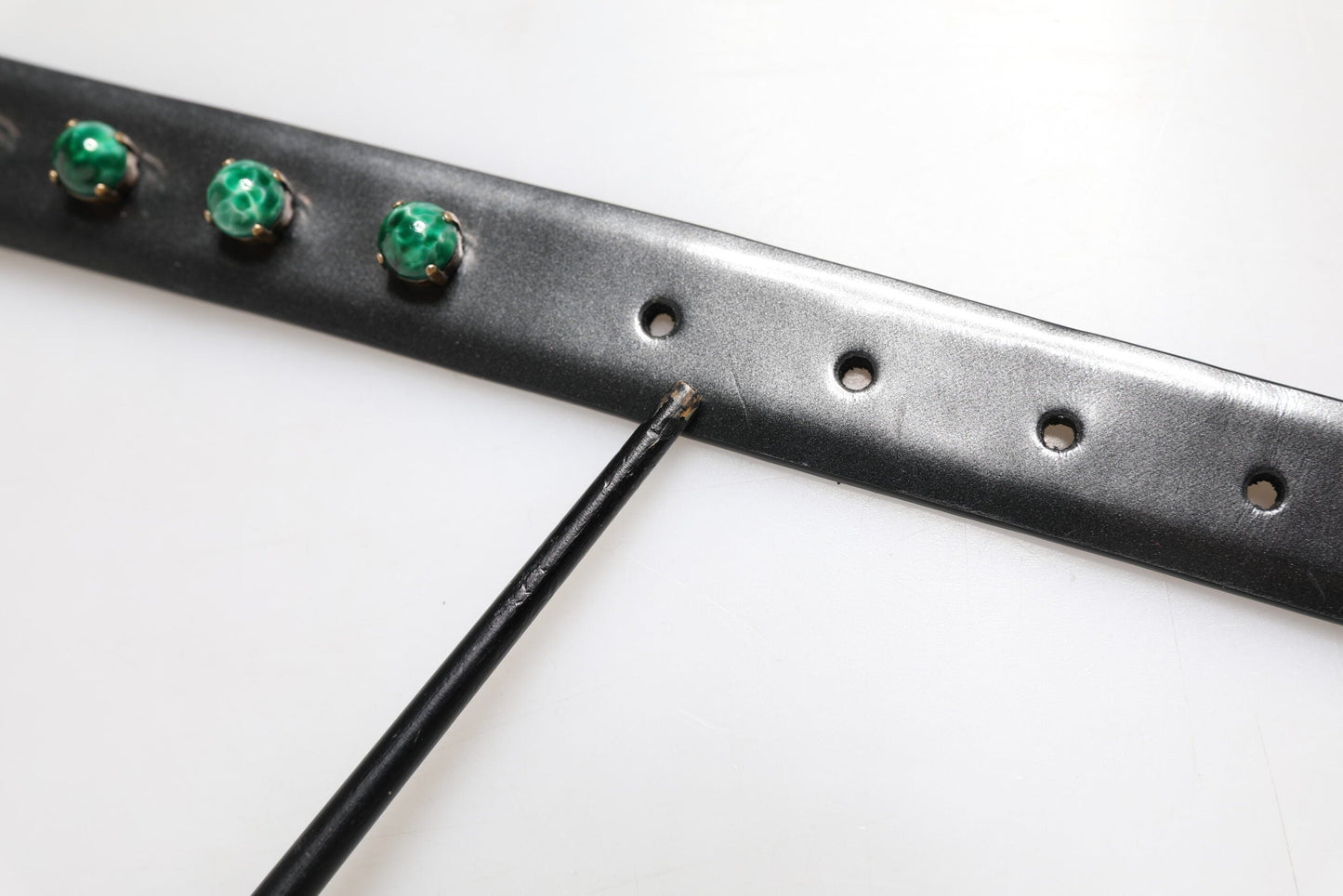 Dolce & Gabbana Black Leather Studded Silver Tone Buckle Belt