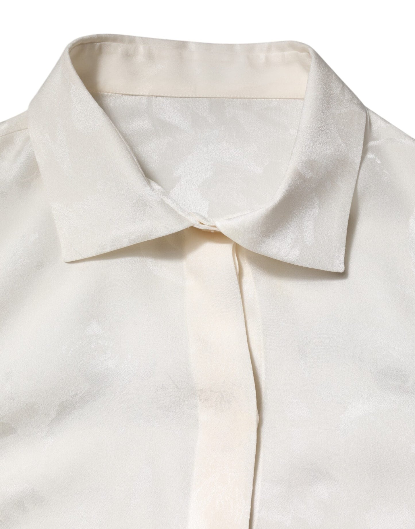 Dolce & Gabbana White Silk Long Sleeves Collared Shirt Top