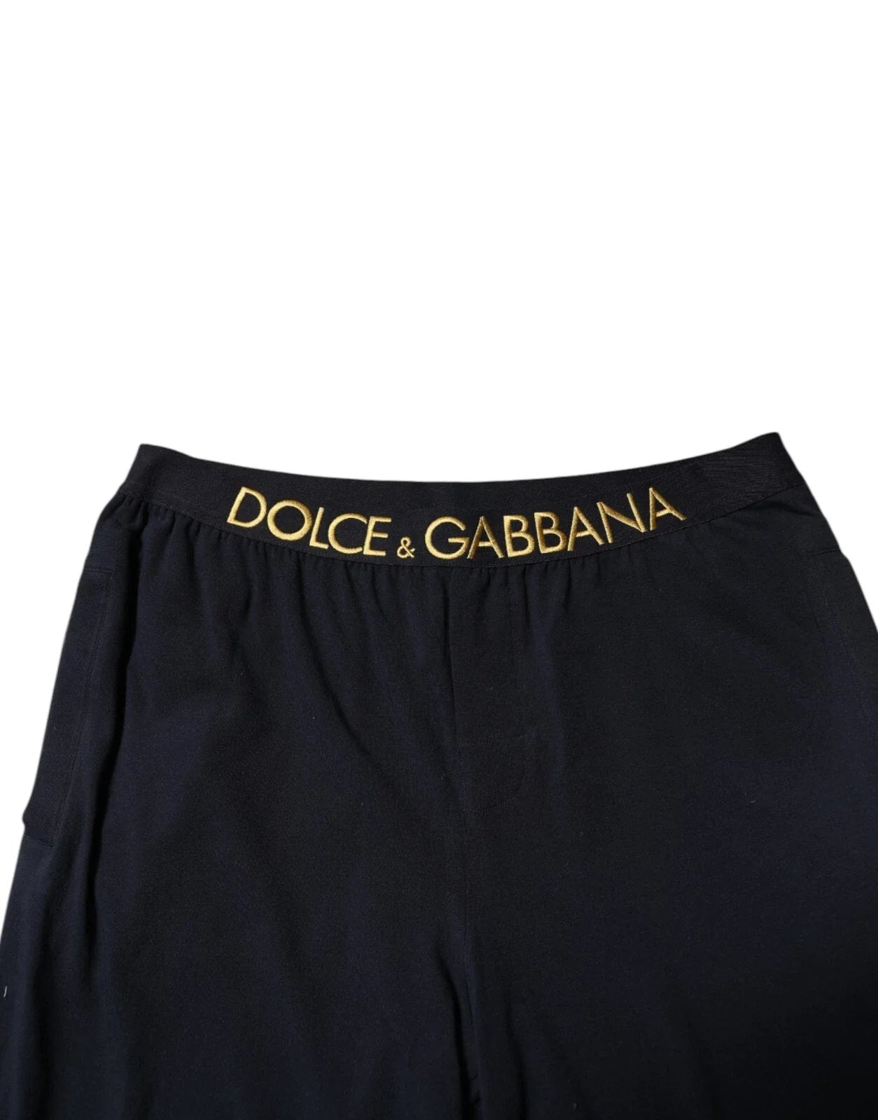 Dolce & Gabbana Black Modal Spandex Straight Logo Trouser Pants