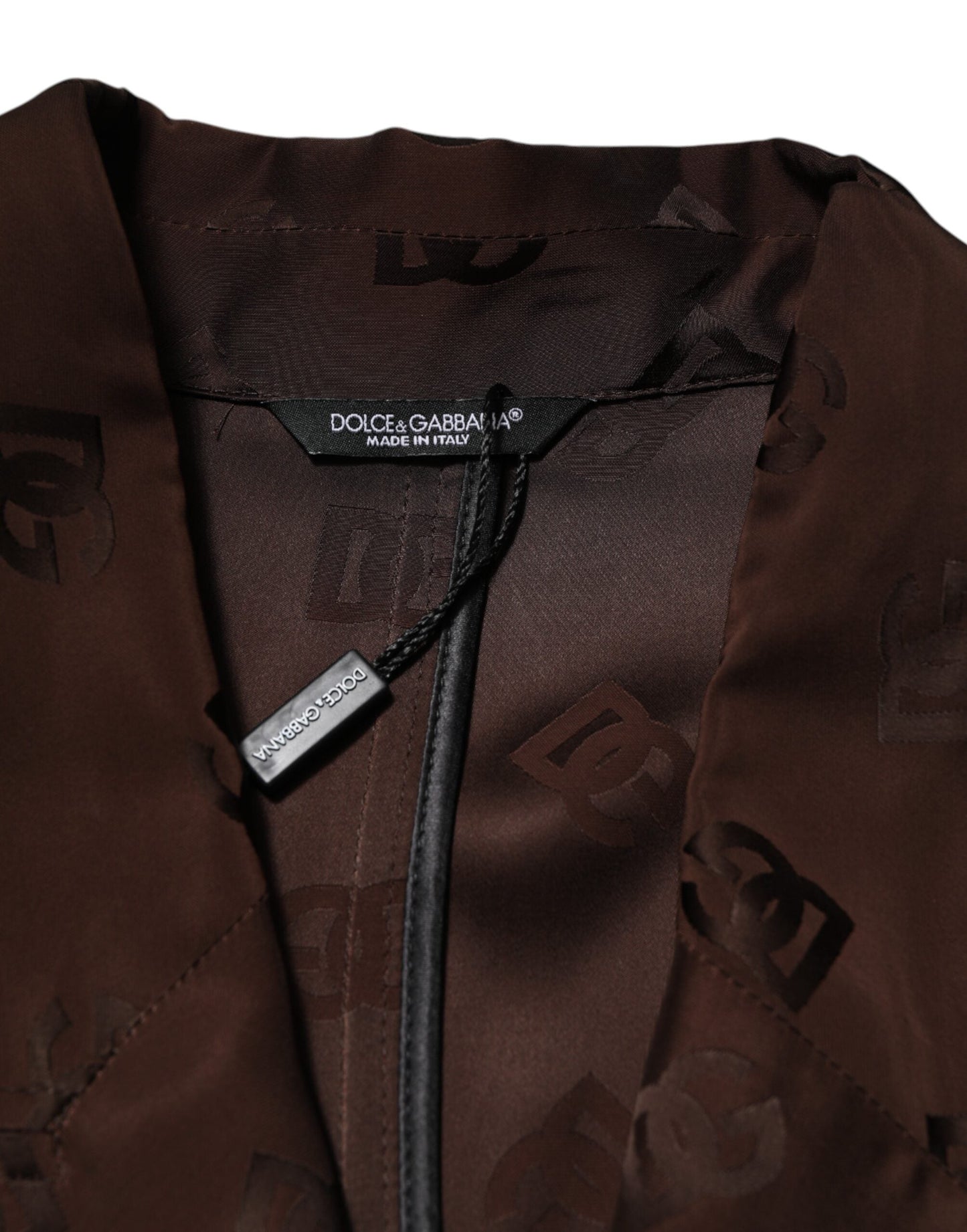Dolce & Gabbana Brown Polyester Logo Monogram Coat Jacket