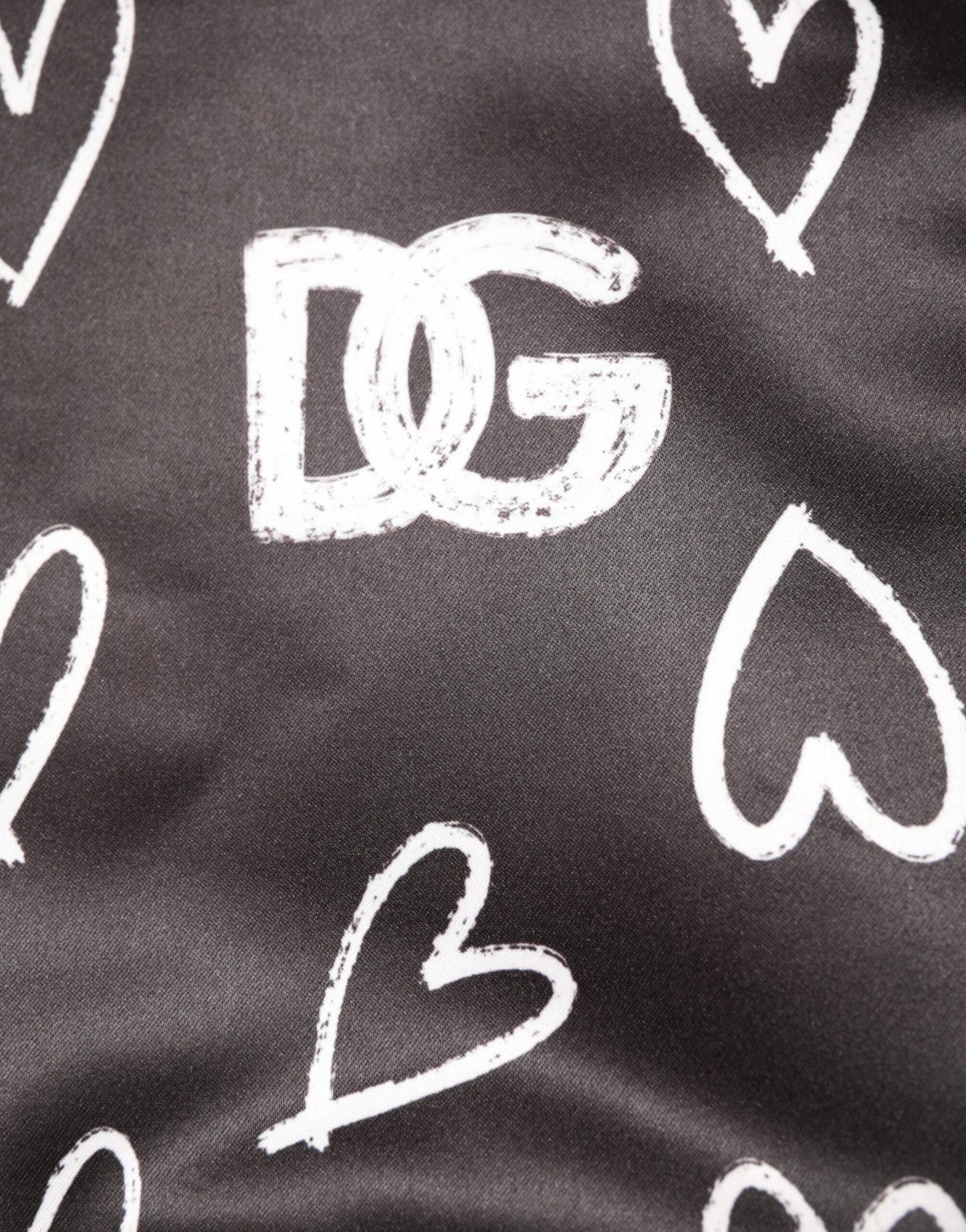 Dolce & Gabbana Black Polyester Heart Print Bomber Jacket