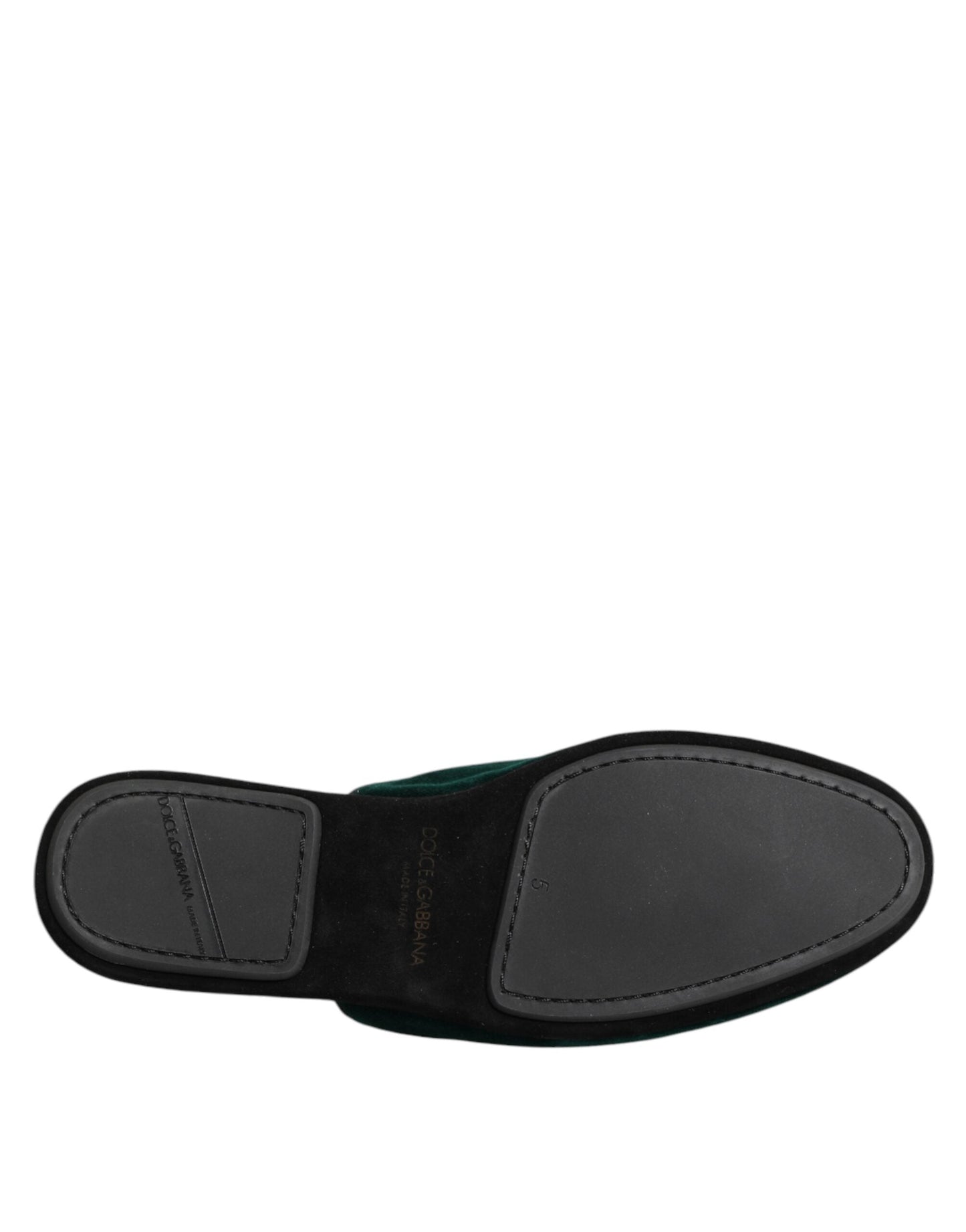 Dolce & Gabbana Green Velvet Cross Embellished Slippers Shoes