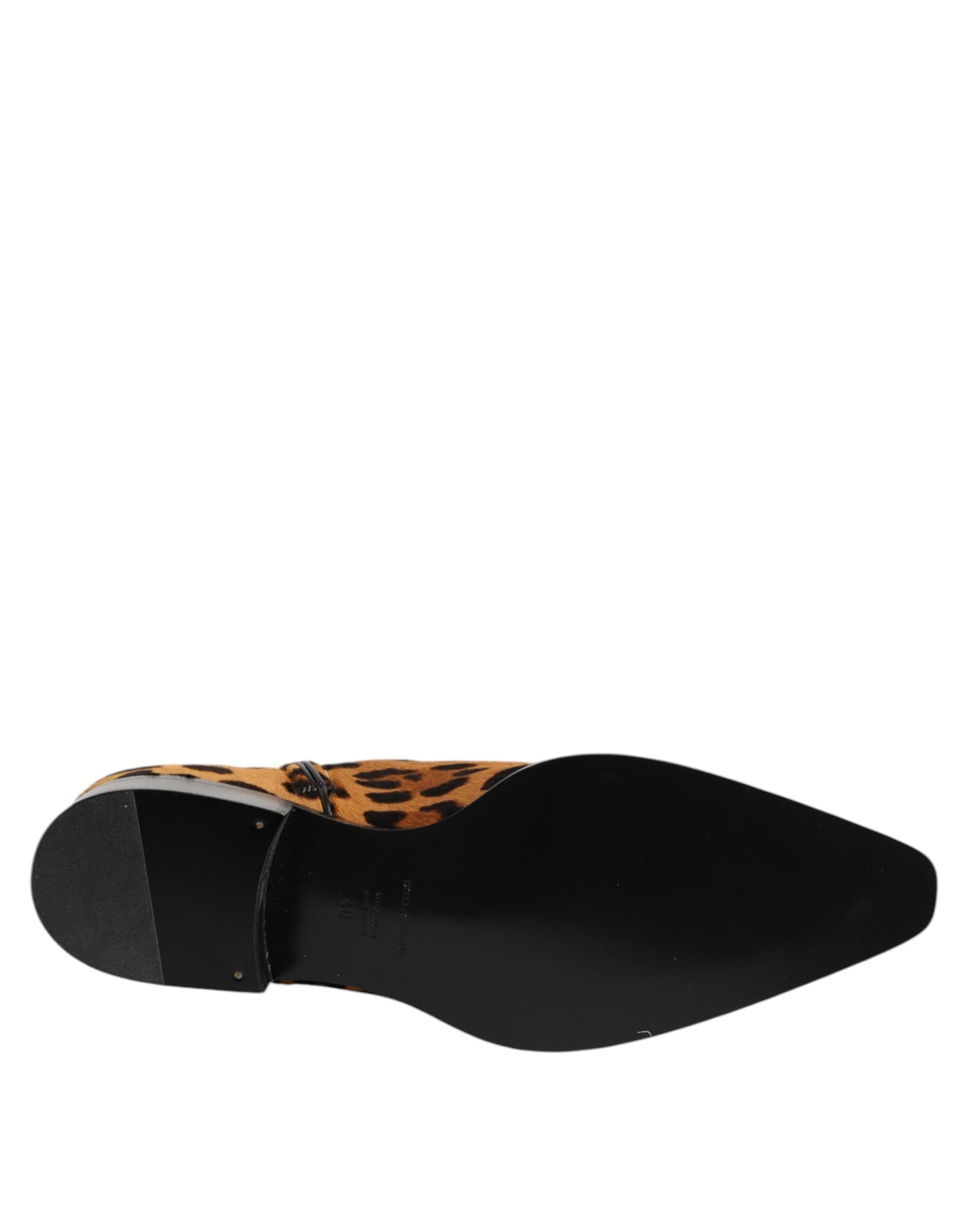 Dolce & Gabbana Brown Leopard Calf Fur Ankle Boots Shoes