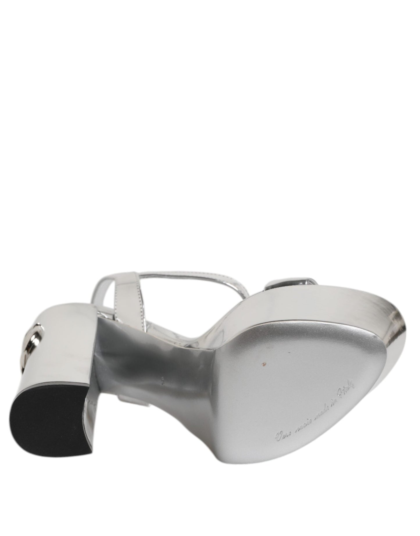 Dolce & Gabbana Silver Leather Platform Keira Sandals Shoes