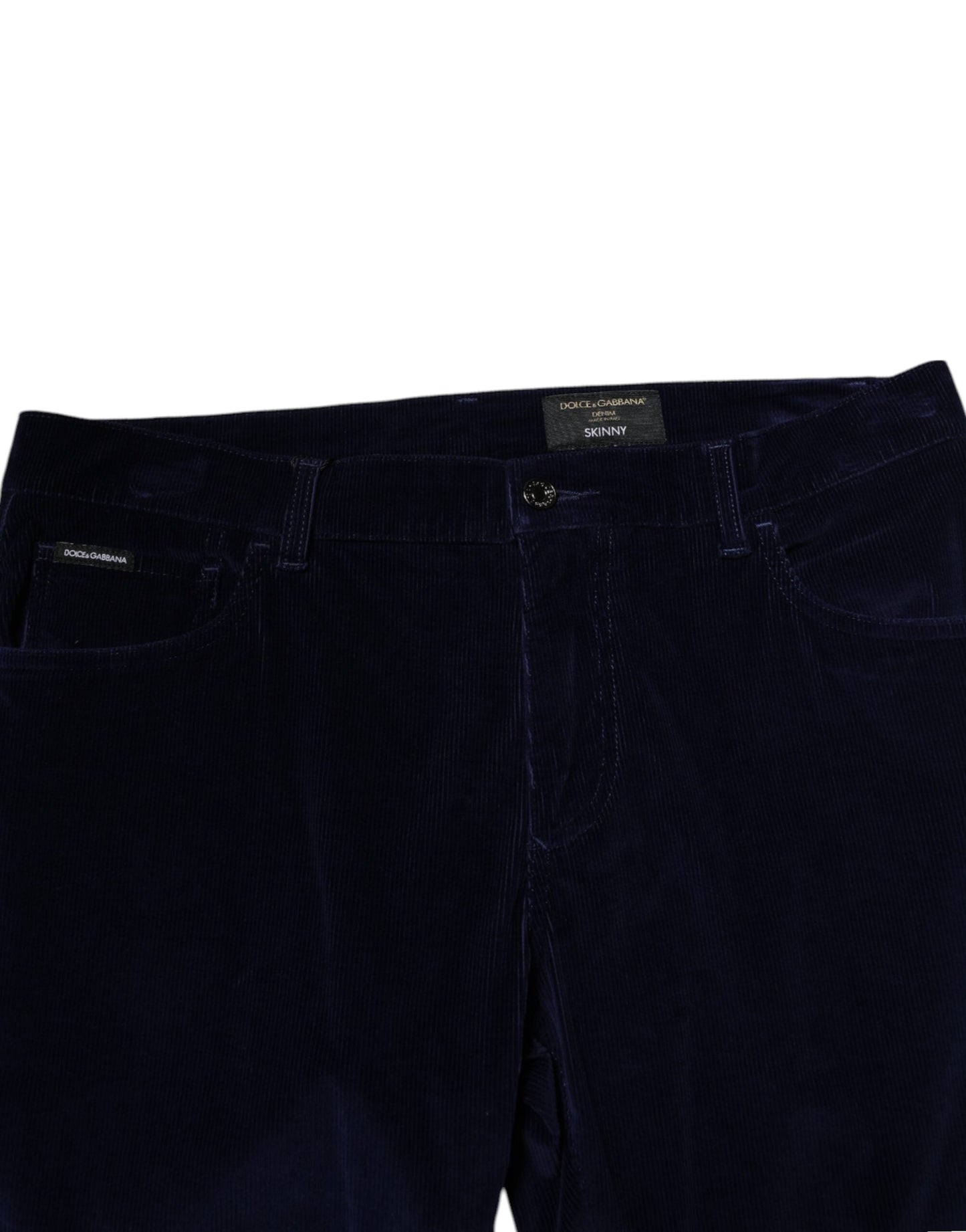Dolce & Gabbana Navy Blue Cotton Tapered Formal Trouser Pants