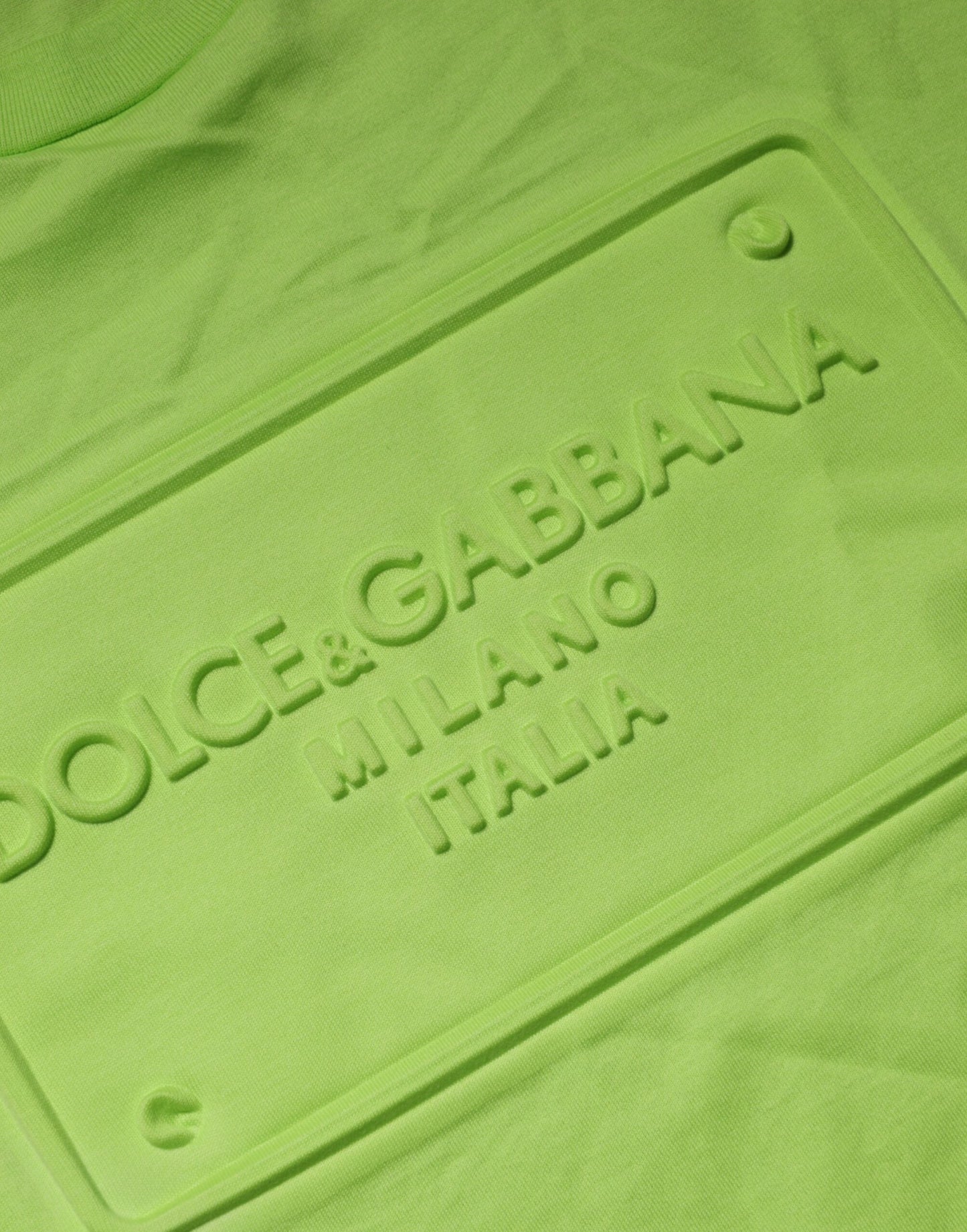 Dolce & Gabbana Green Embossed Logo Cotton Crew Neck T-shirt