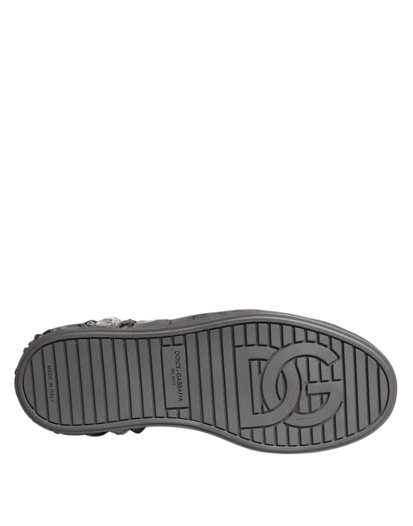 Dolce & Gabbana White Crystal Logo Portofino Sneakers Shoes