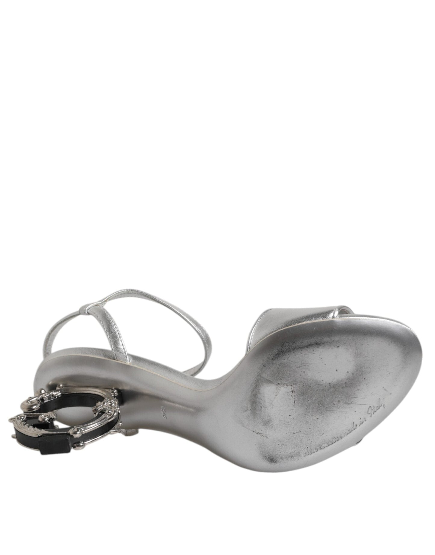 Dolce & Gabbana Silver KEIRA Heels Ankle Strap Sandals Shoes