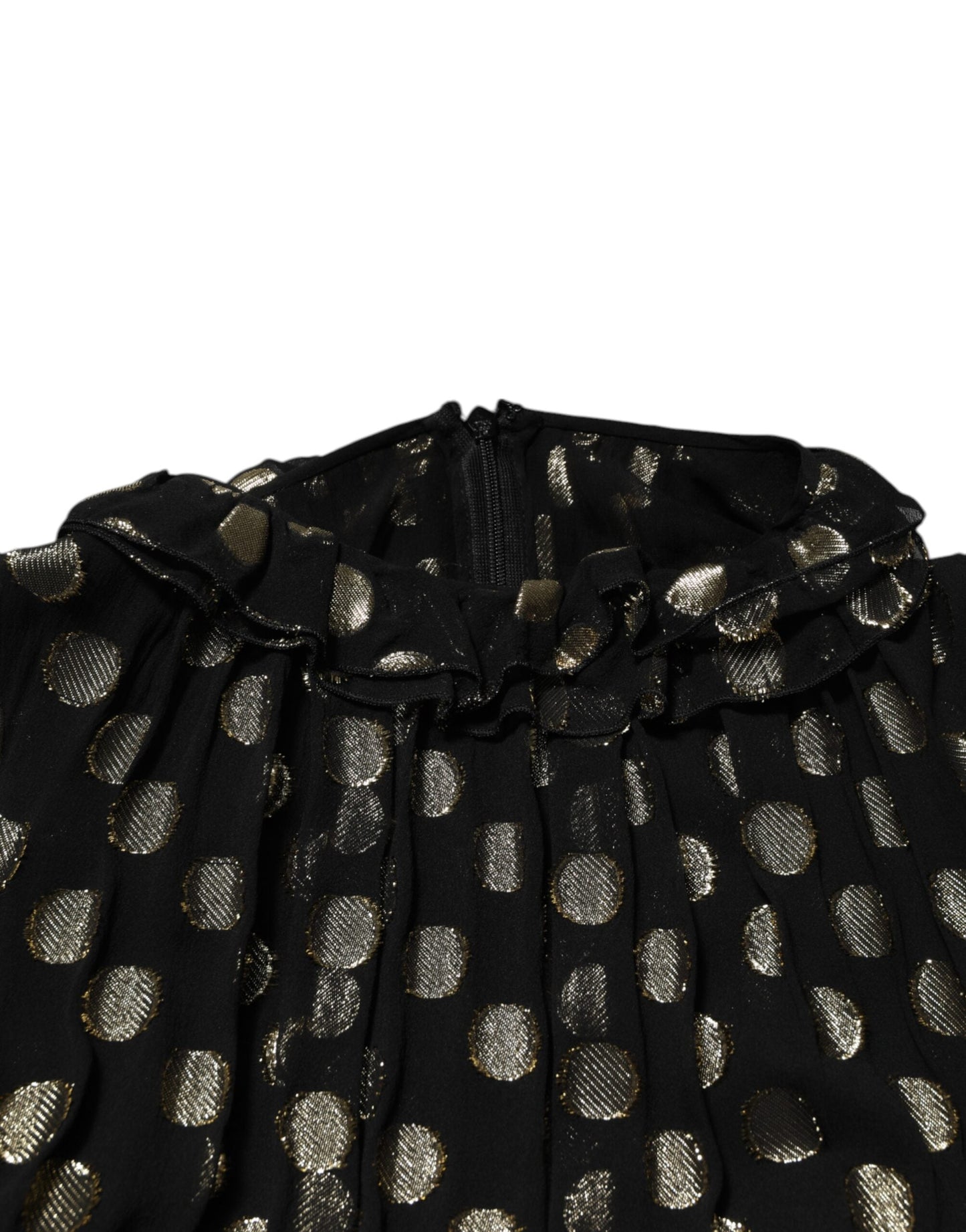 Dolce & Gabbana Black Gold Polka Dot Silk Brocade Mini Dress