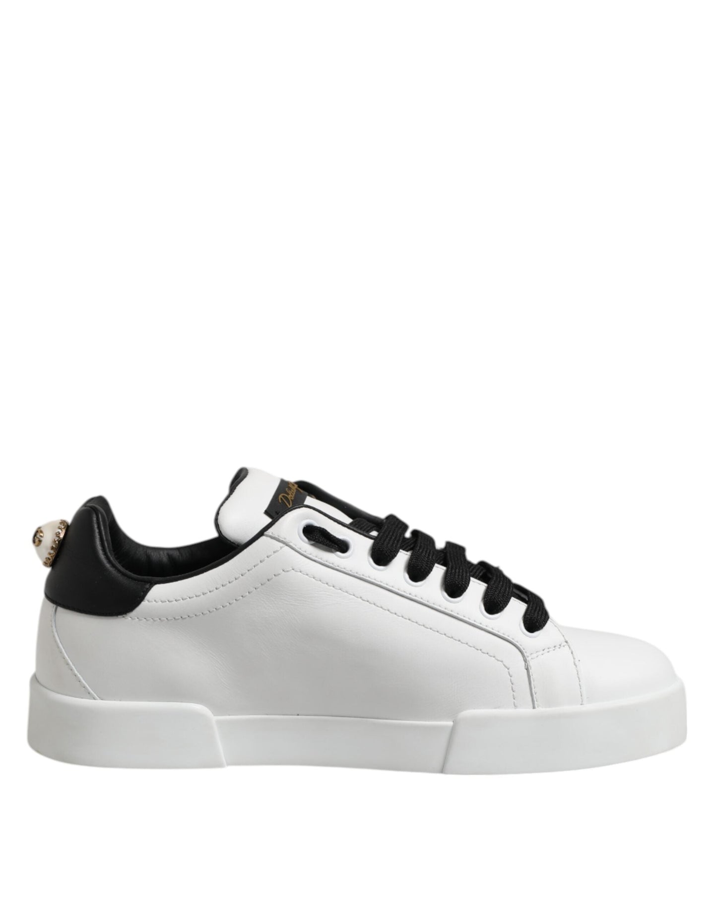 Dolce & Gabbana White Leather Portofino Lace Up Sneakers Shoes