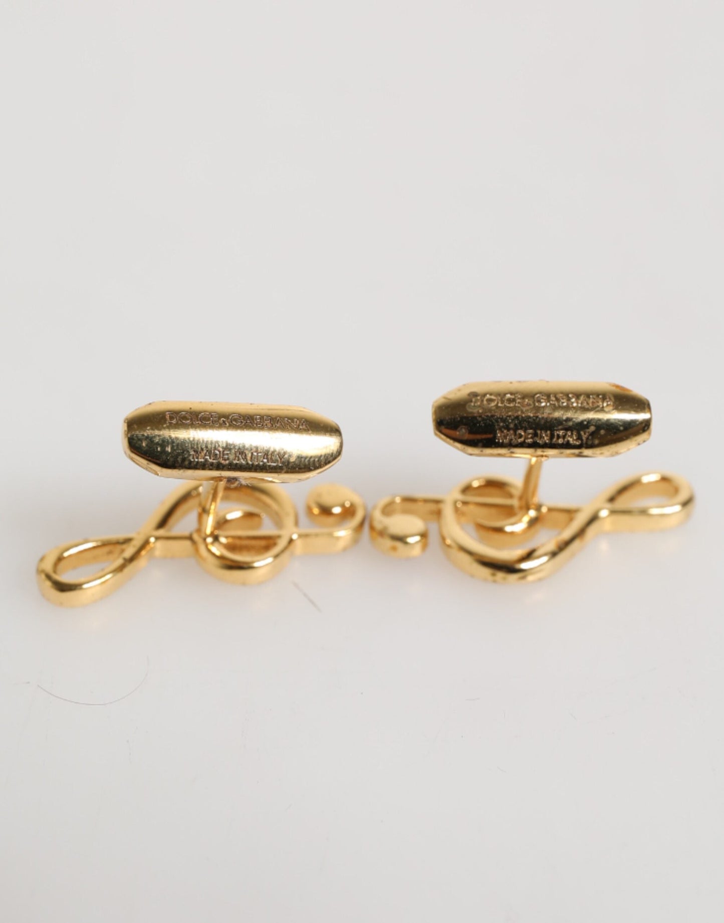 Dolce & Gabbana Gold Musical Note Metal Brass Pin Men Accessory Cufflinks