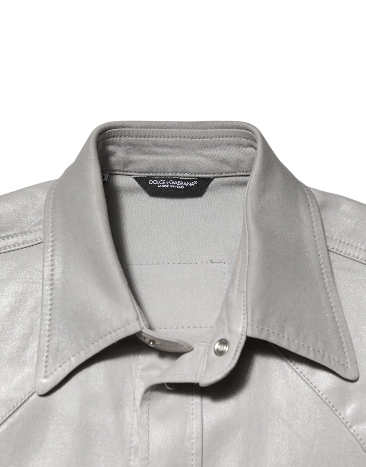 Dolce & Gabbana Metallic Gray Cotton Button Down Men Shirt
