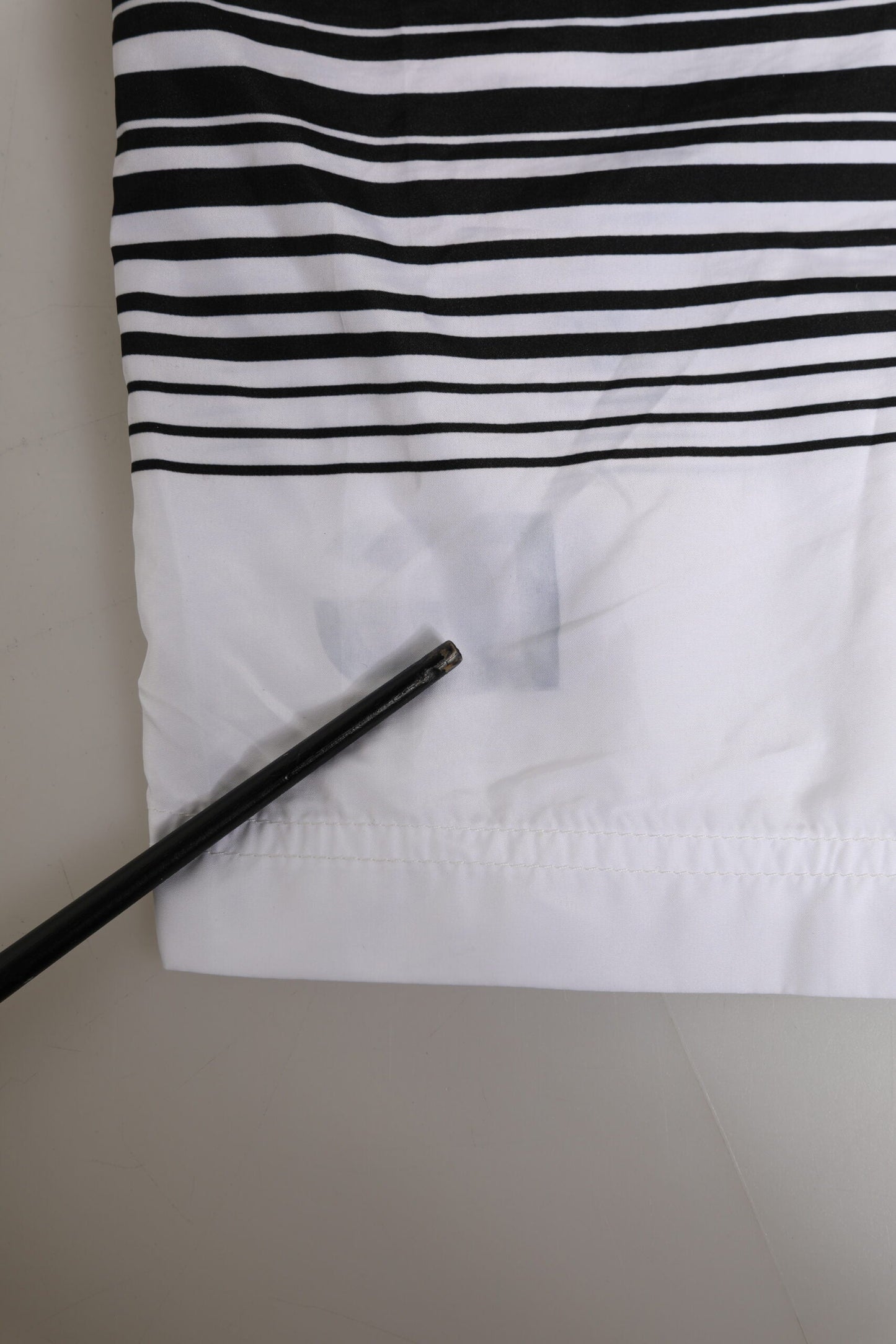 Dolce & Gabbana Black White Striped DG Logo Men Short Swimwear